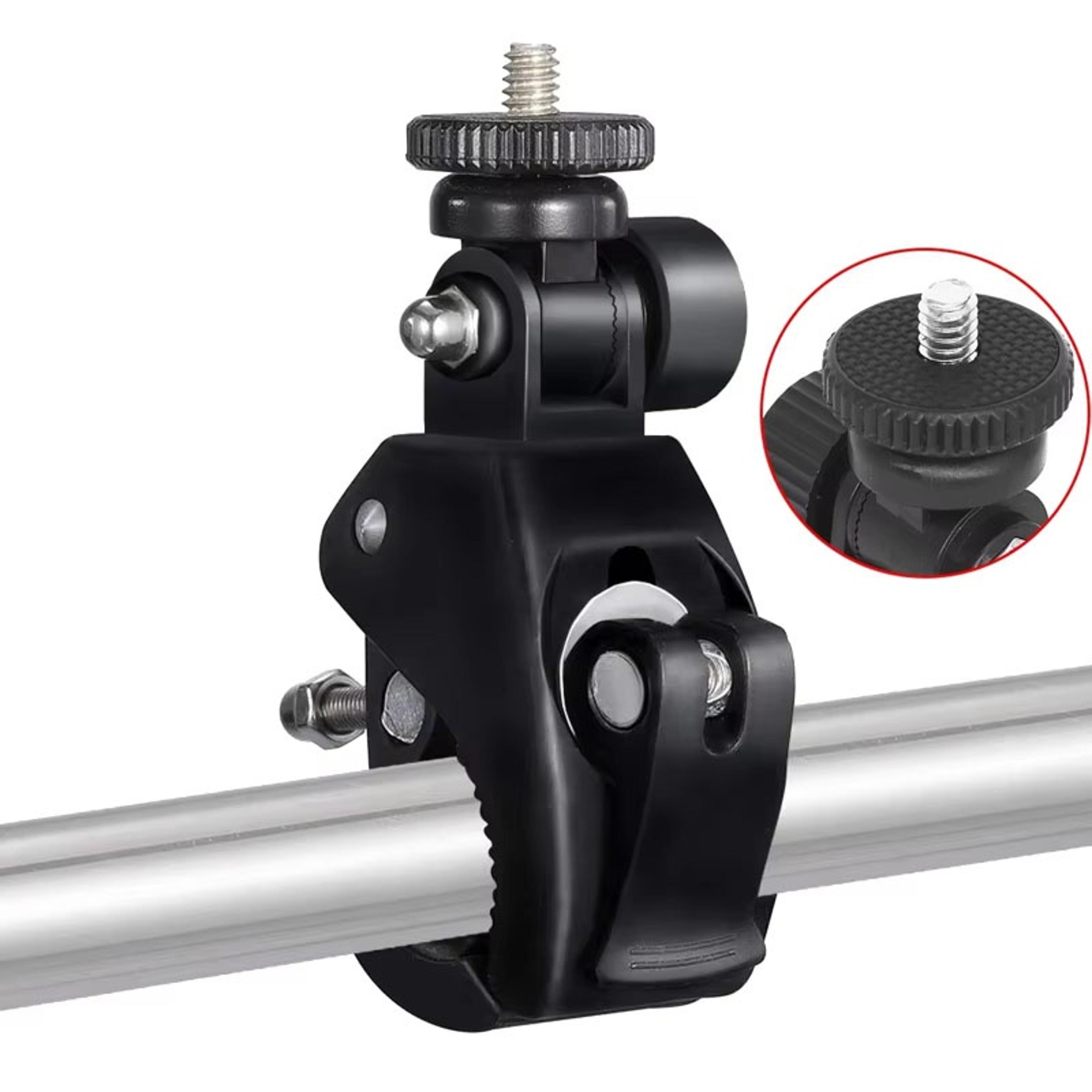 360° rotating bike handlebar camera mount clamp for dslr, action camera & tripod accessories