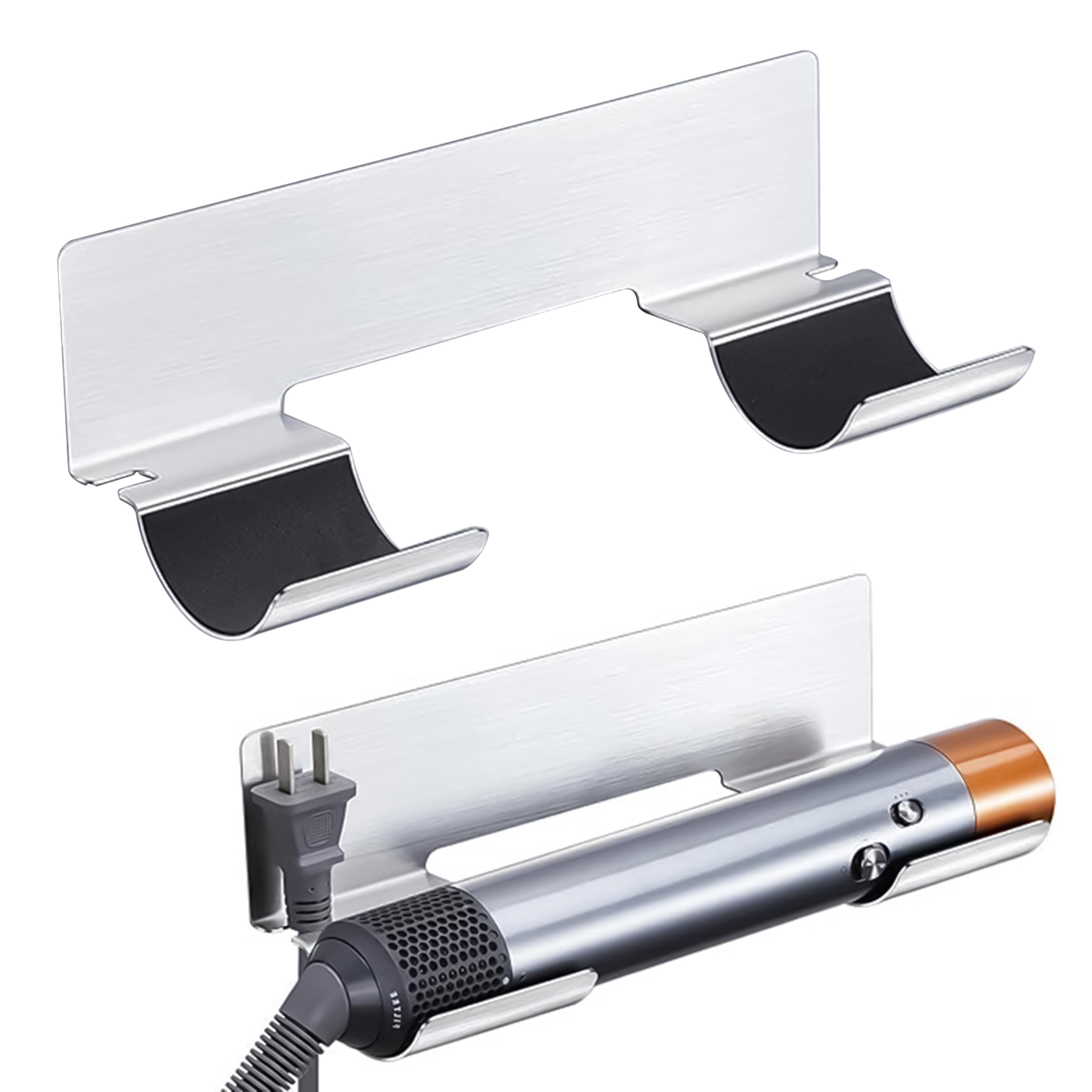 premium stainless steel hair dryer holder space saving wall mount hair dryer holder & bathroom organizer
