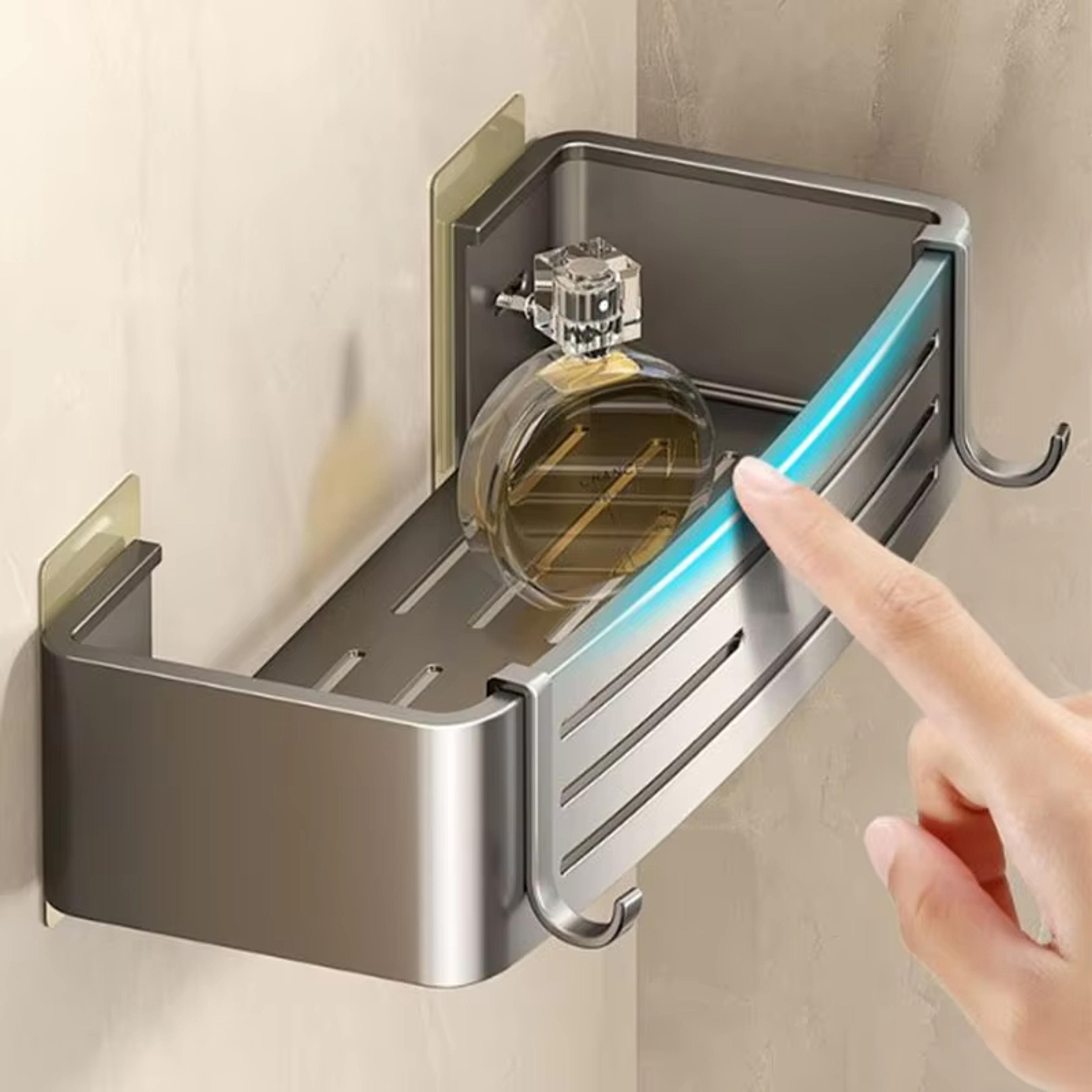 aquaspace no drill shower shelf corner caddy with towel bar & aluminum storage rack