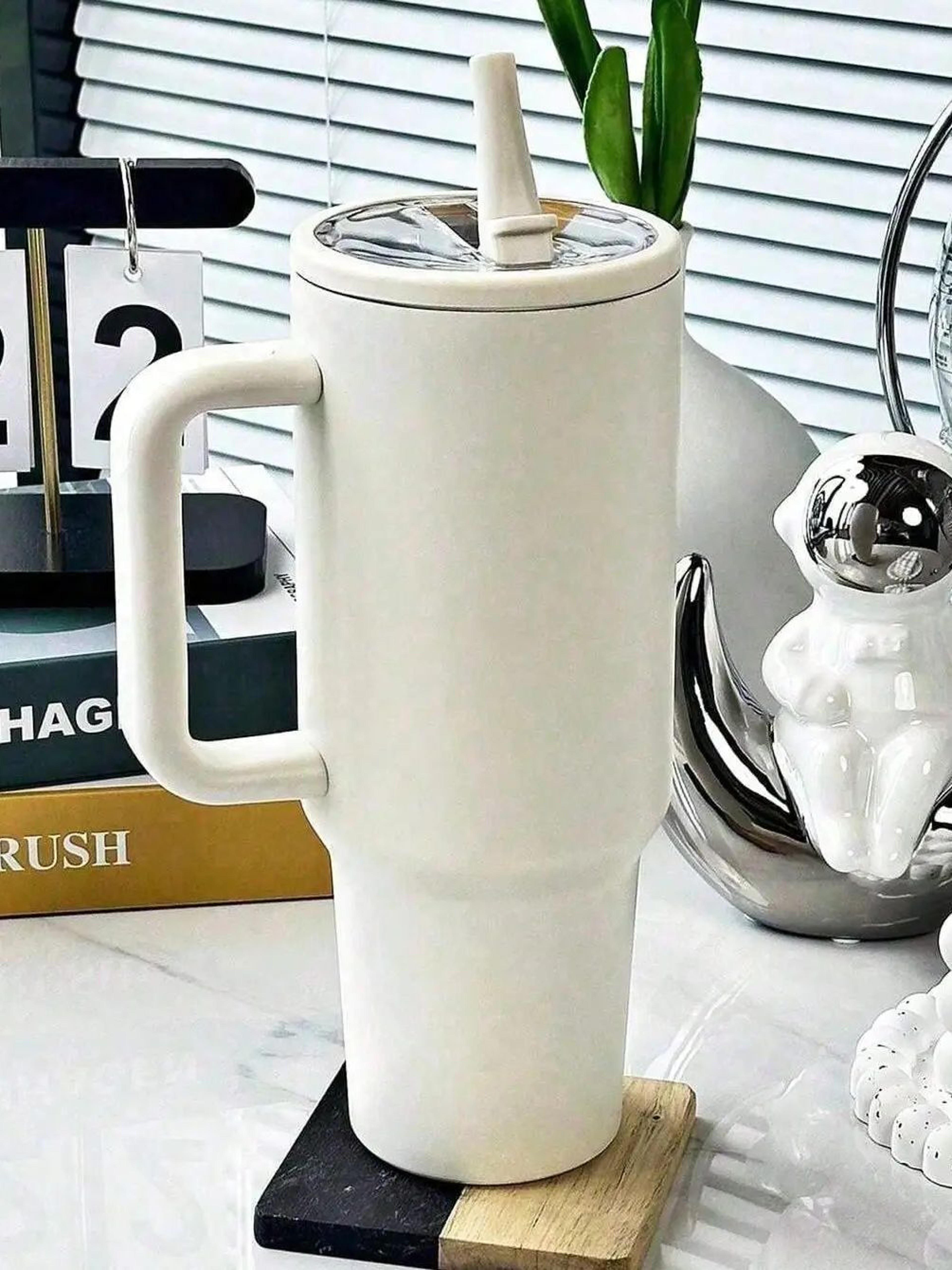 insulated water bottle with handle & straw leakproof stainless steel travel tumbler