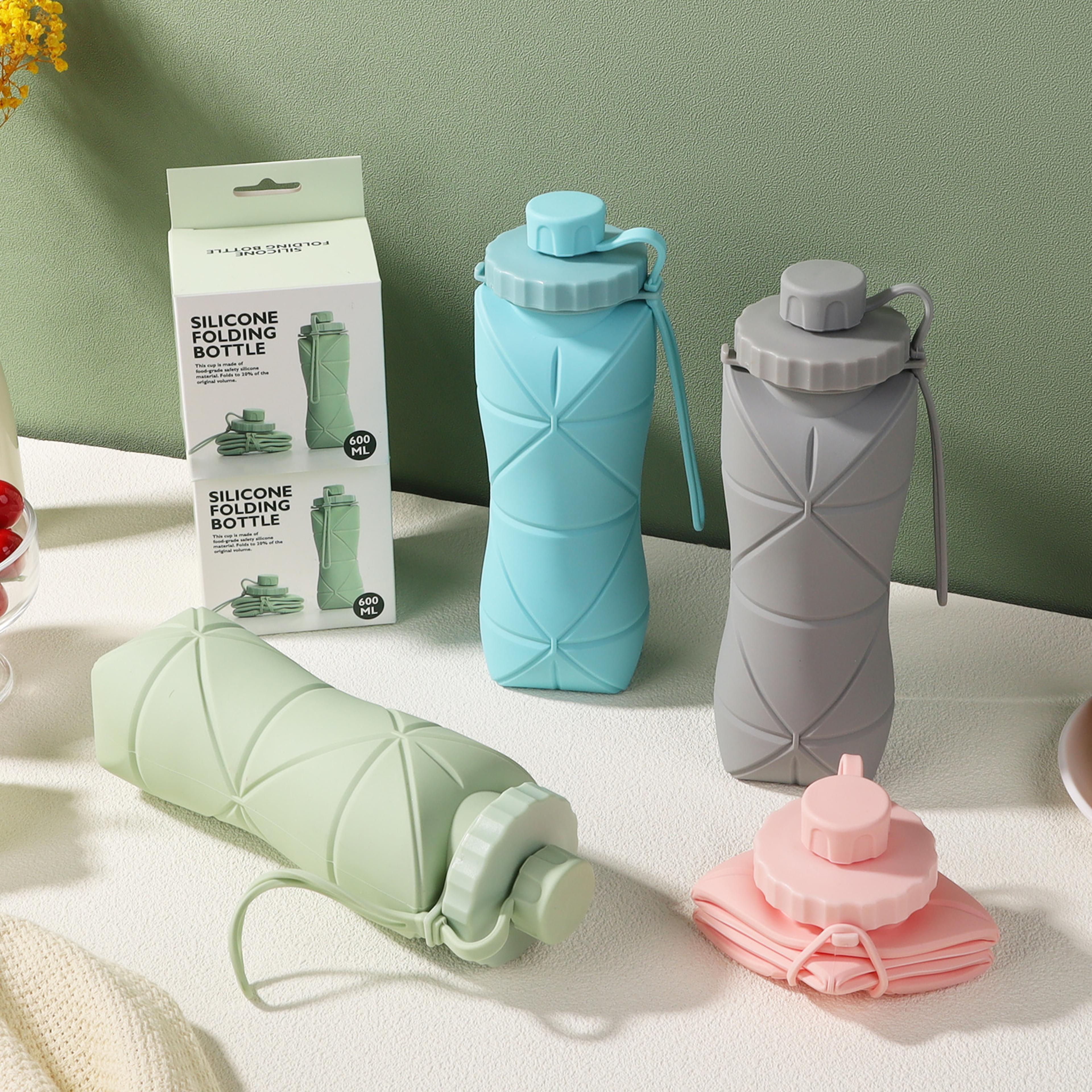 portable collapsible silicone water cup foldable travel bottle for outdoor adventures