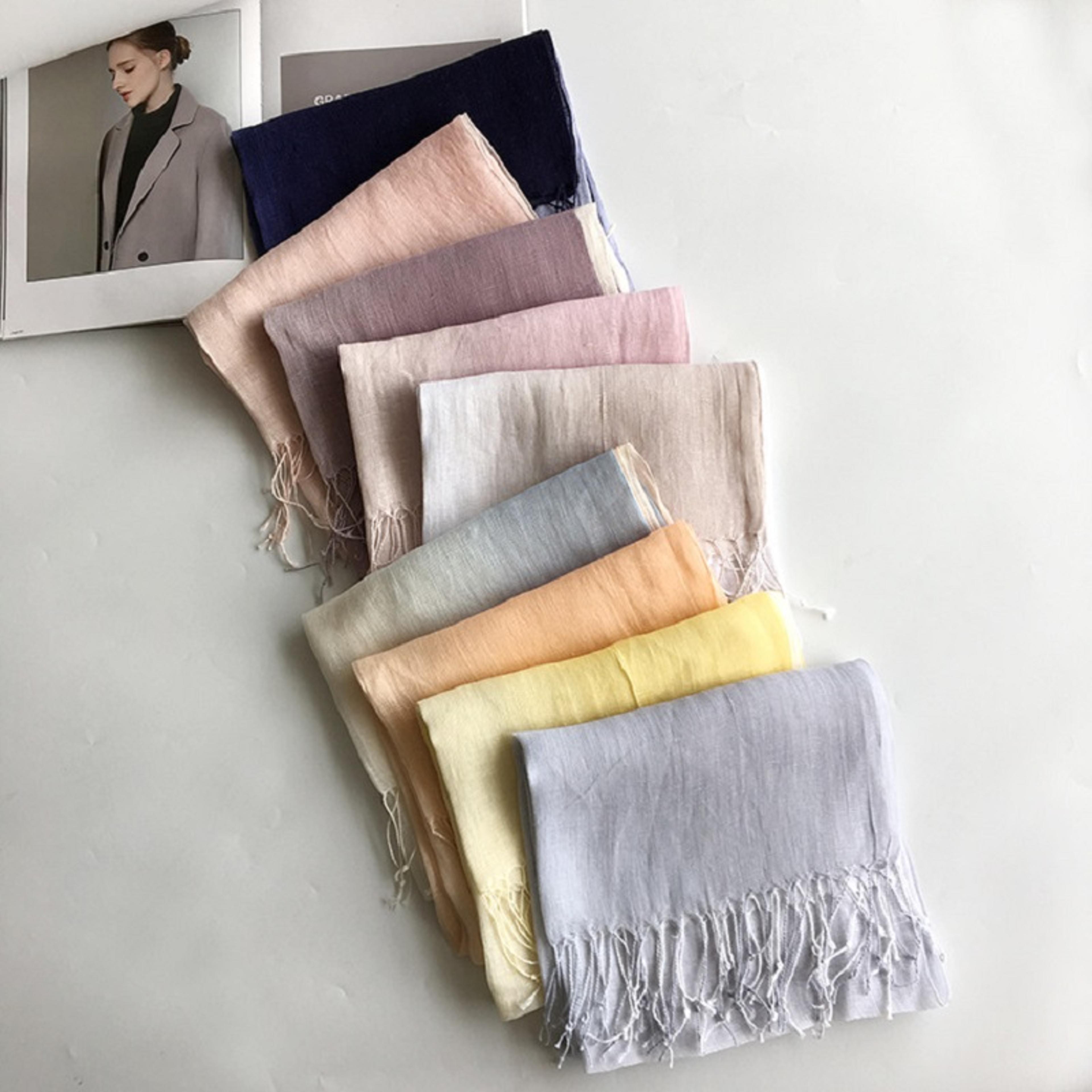 elegant women gradient linen scarf lightweight spring summer fashion wraps