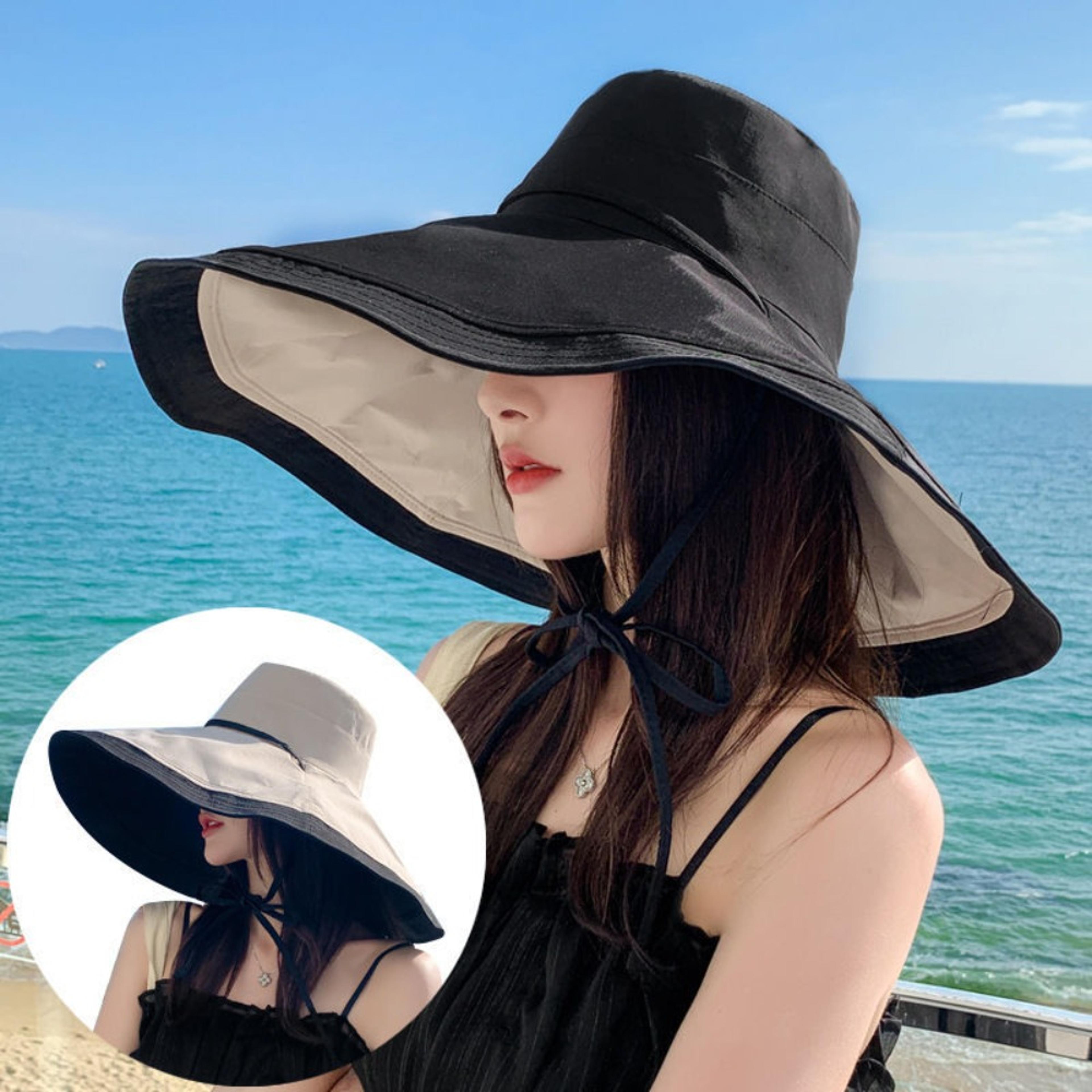 reversible wide brim sun protection hat for women foldable uv travel bucket hat
