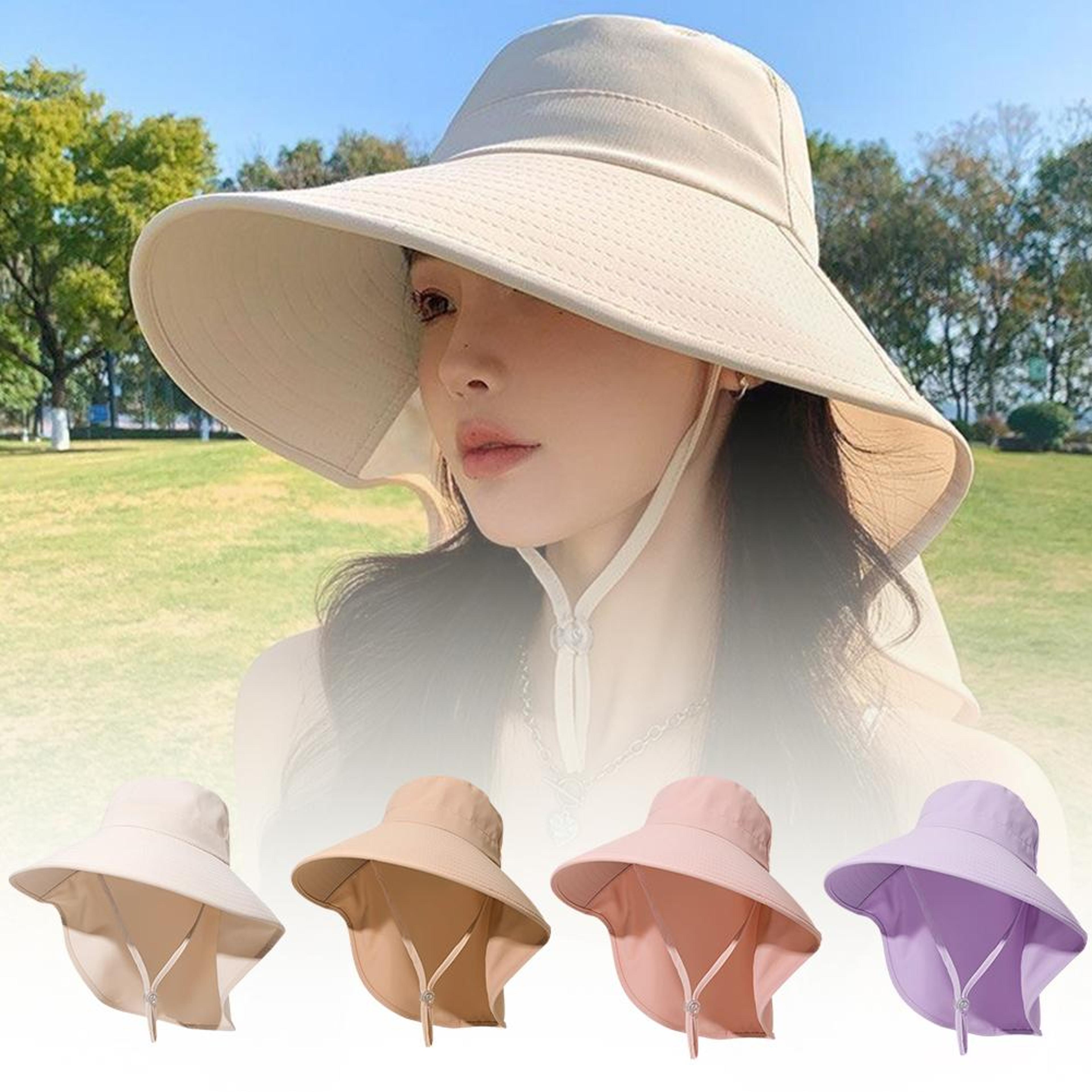 premium women sun hat with upf50 sun protection & large brim face veil