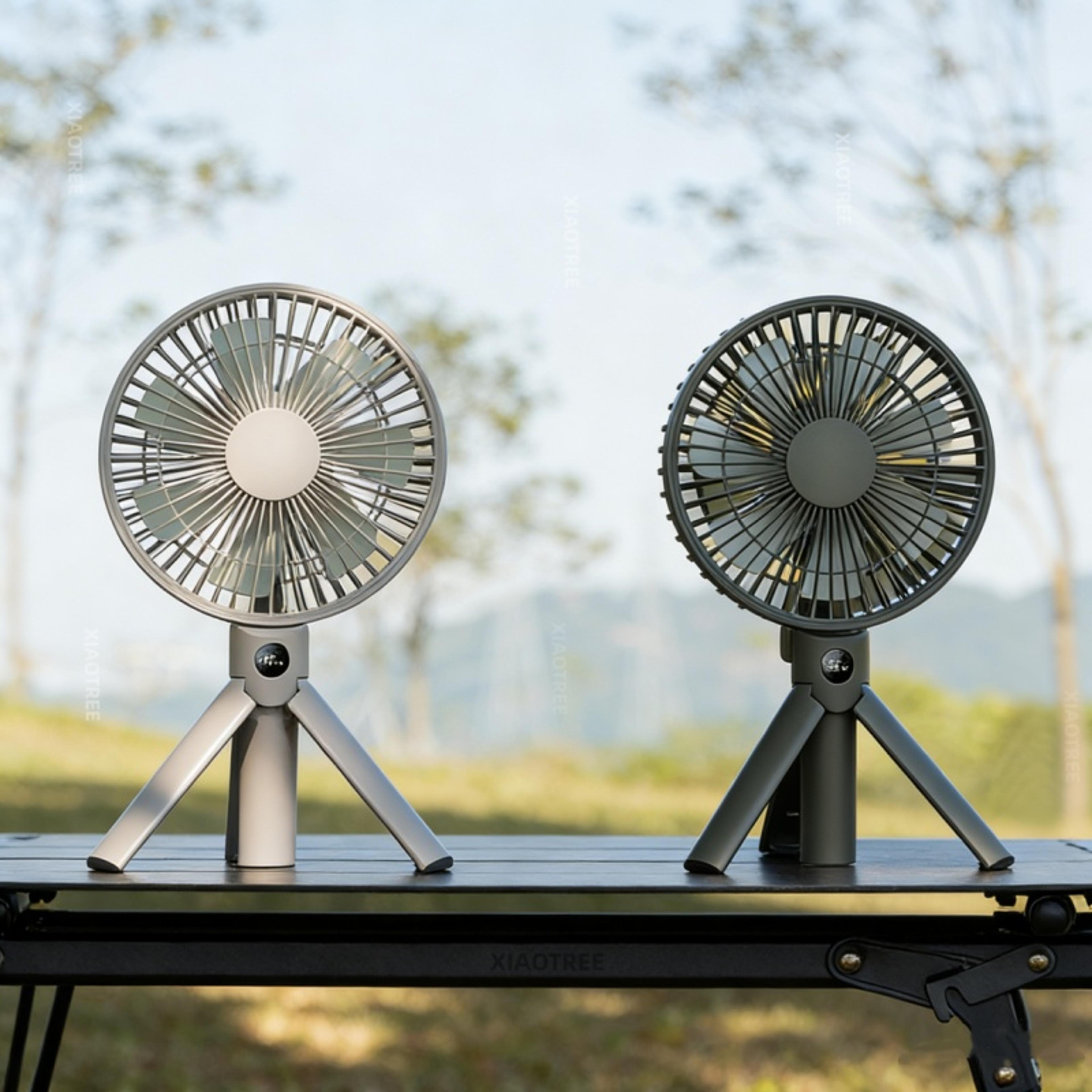 portable rechargeable fan with led digital display & 180° adjustable tripod handheld cooling fan