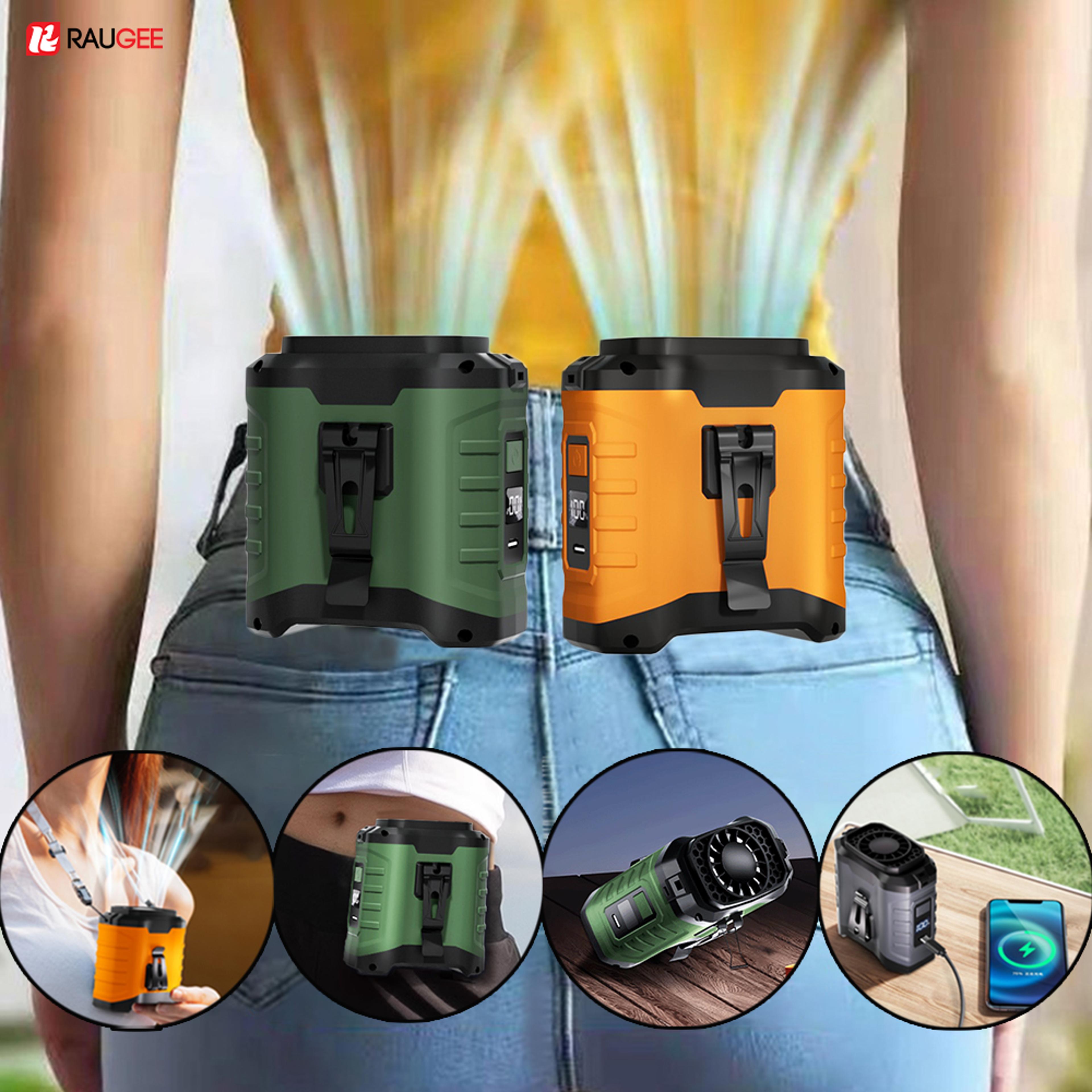 ultimate wearable cooling fan hands free portable waist fan with rechargeable power bank & clip for outdoor work