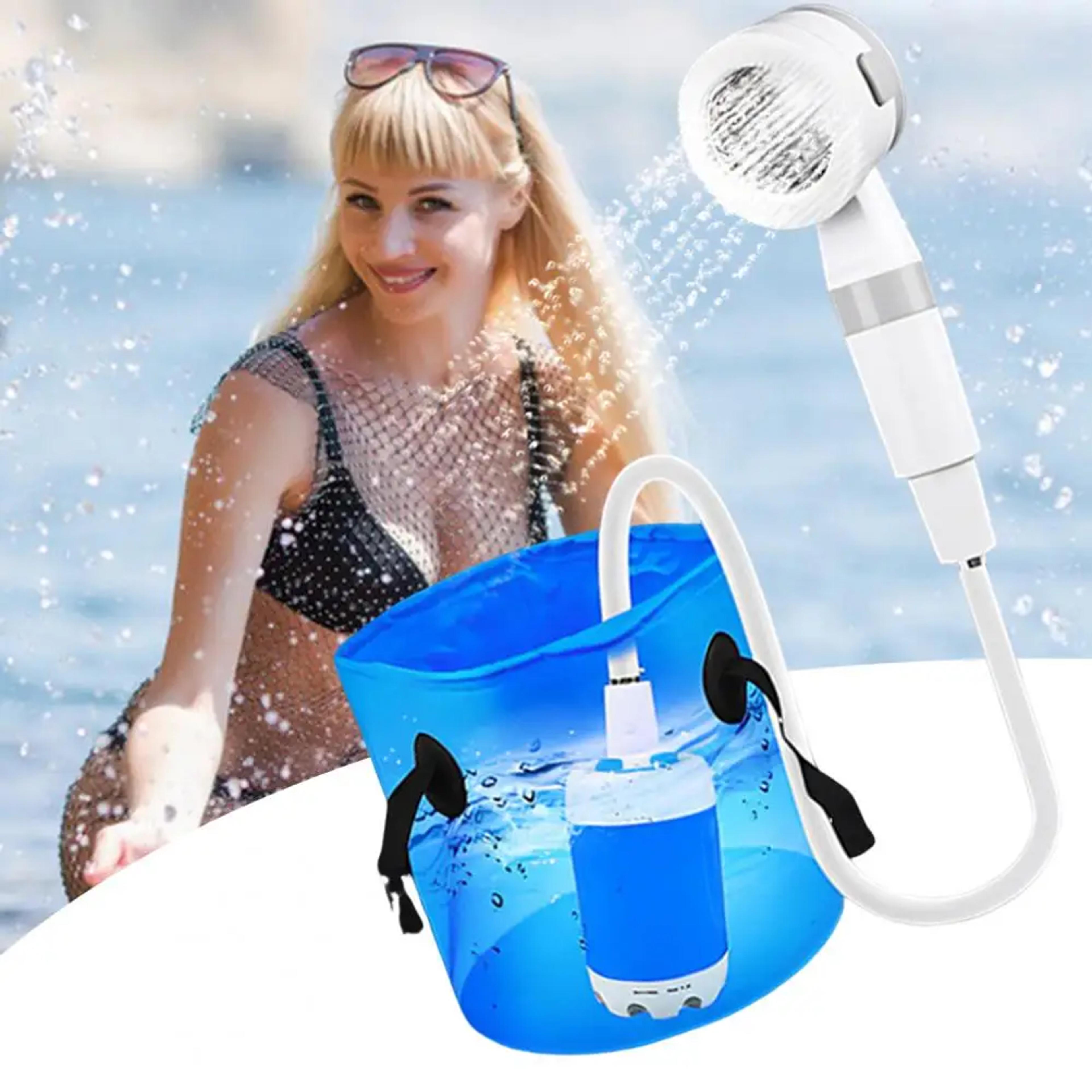 trailflow pro rechargeable portable camping shower with digital display & high pressure pump