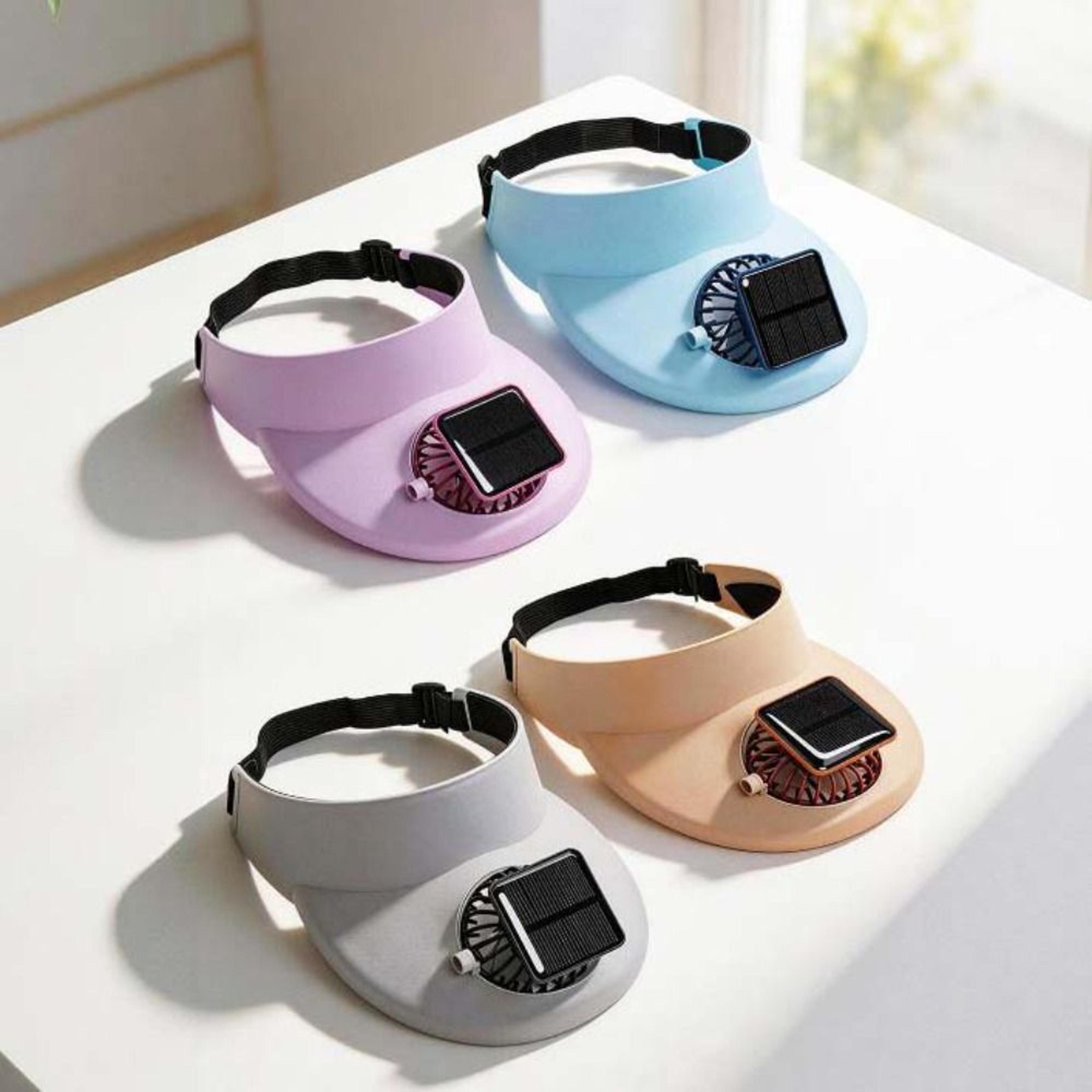portable solar fan hat with wide brim sun protection & usb cooling