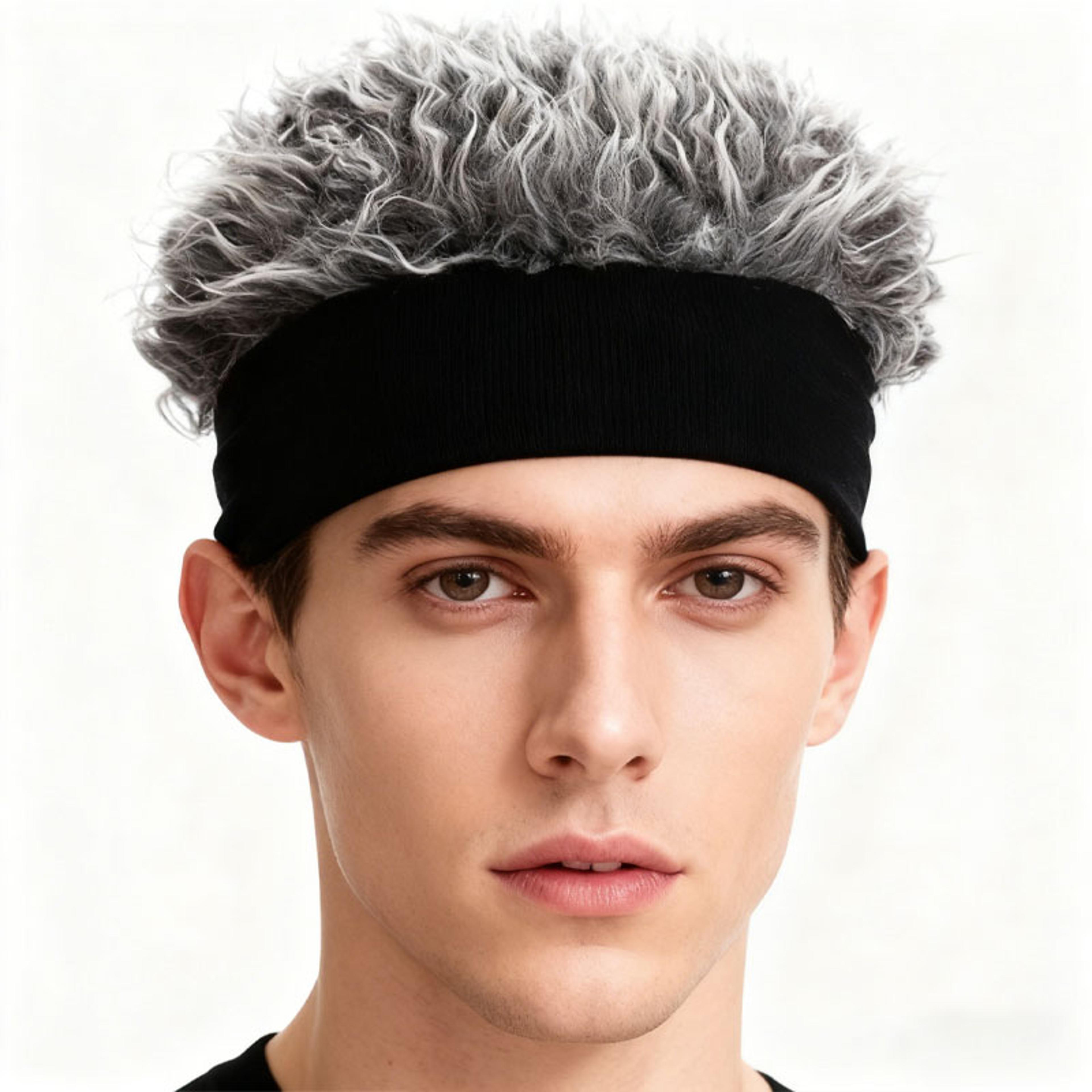 fashionable wig hat with realistic hair warm winter hat for men