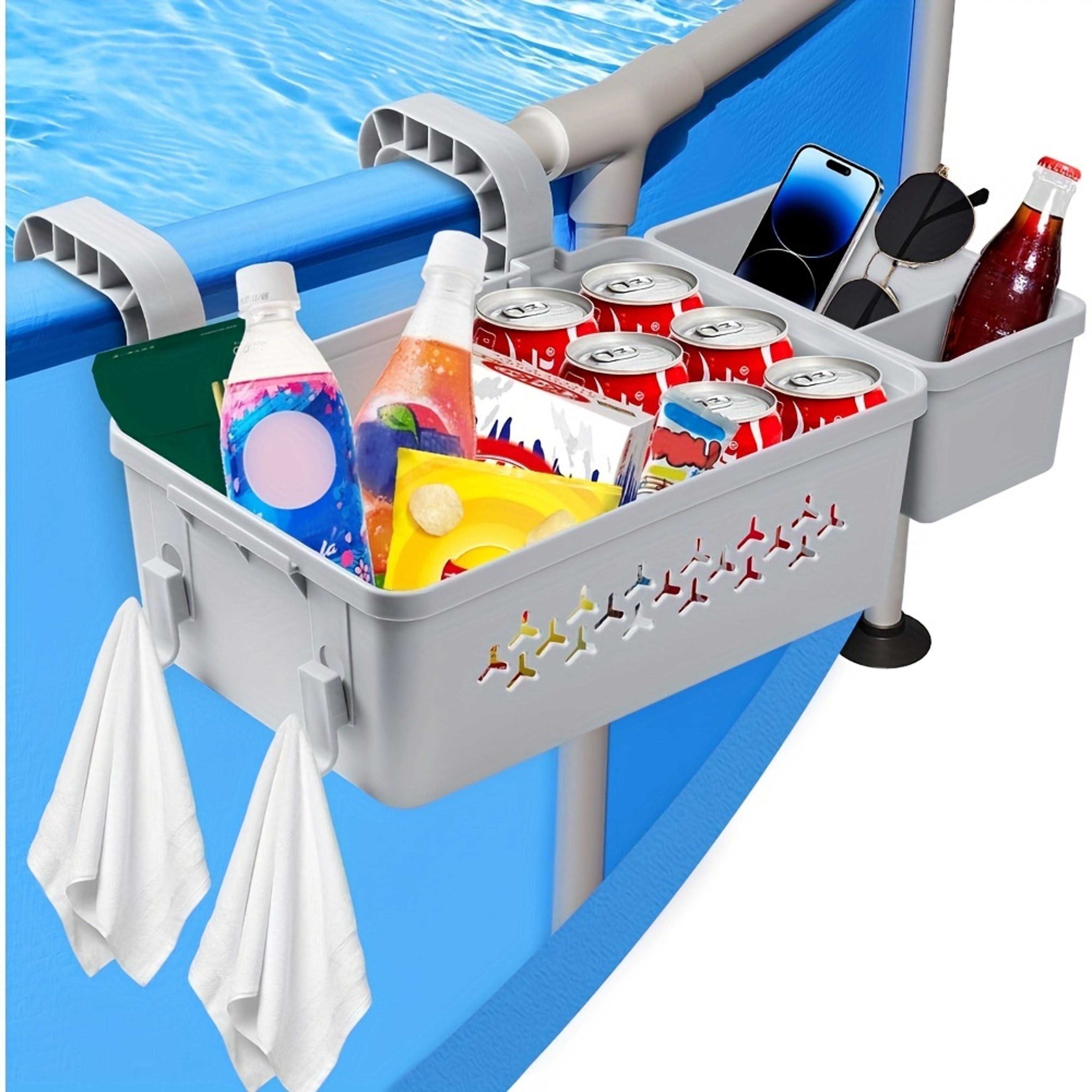 poolside organizer basket with cup holder for above ground pools