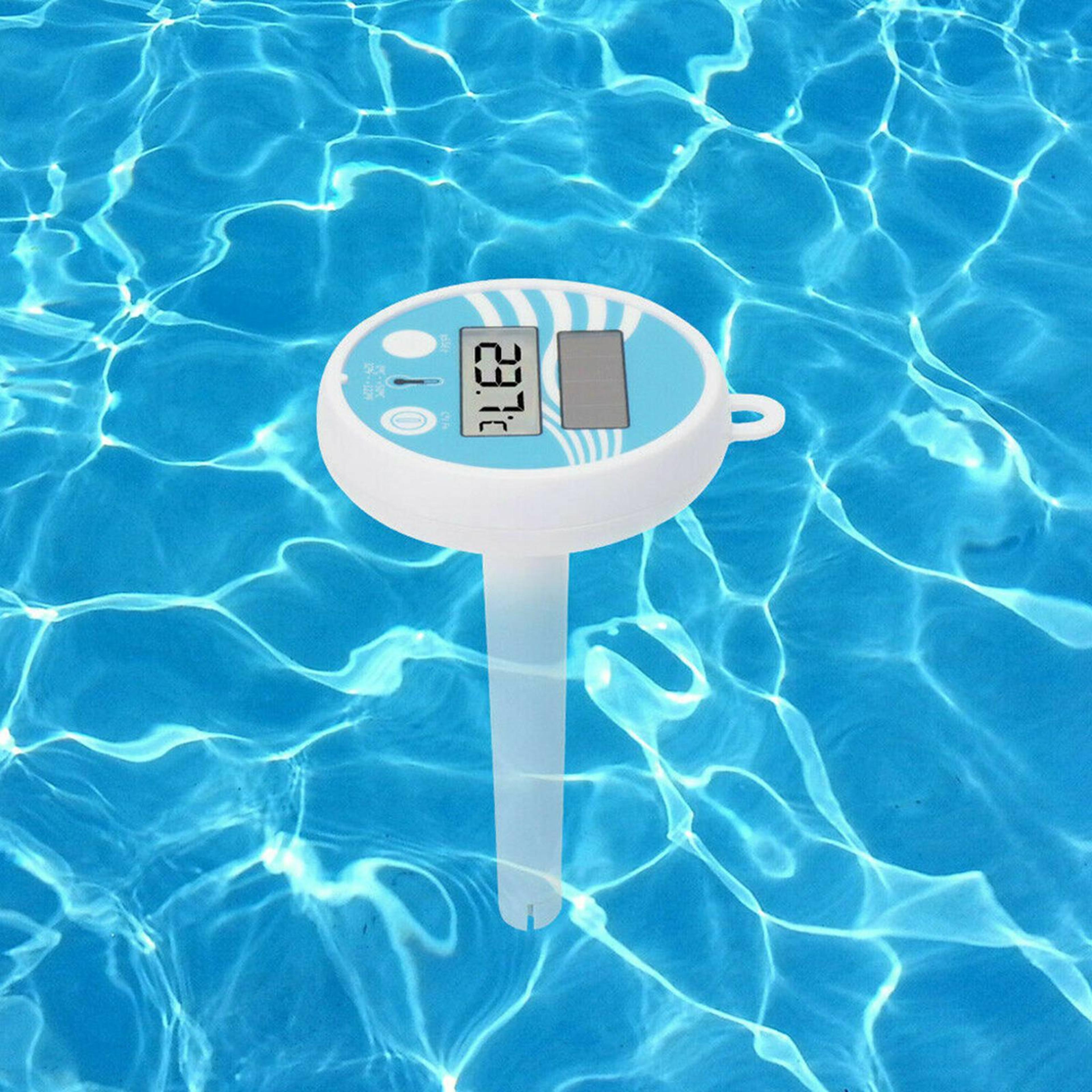 solar floating pool thermometer with lcd display for pools, spas & hot tubs