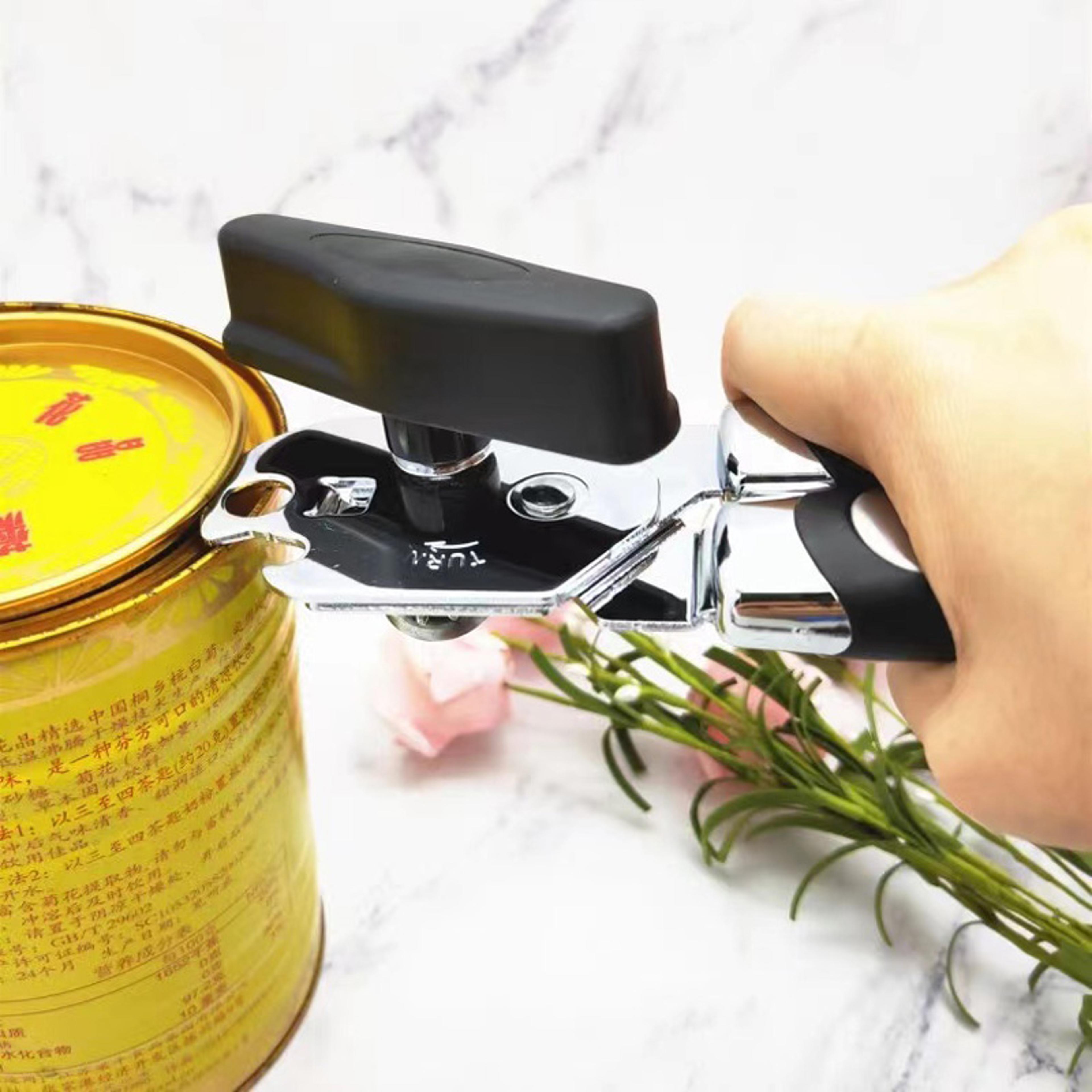 professional stainless steel can opener & bottle opener tool with safe side cut design