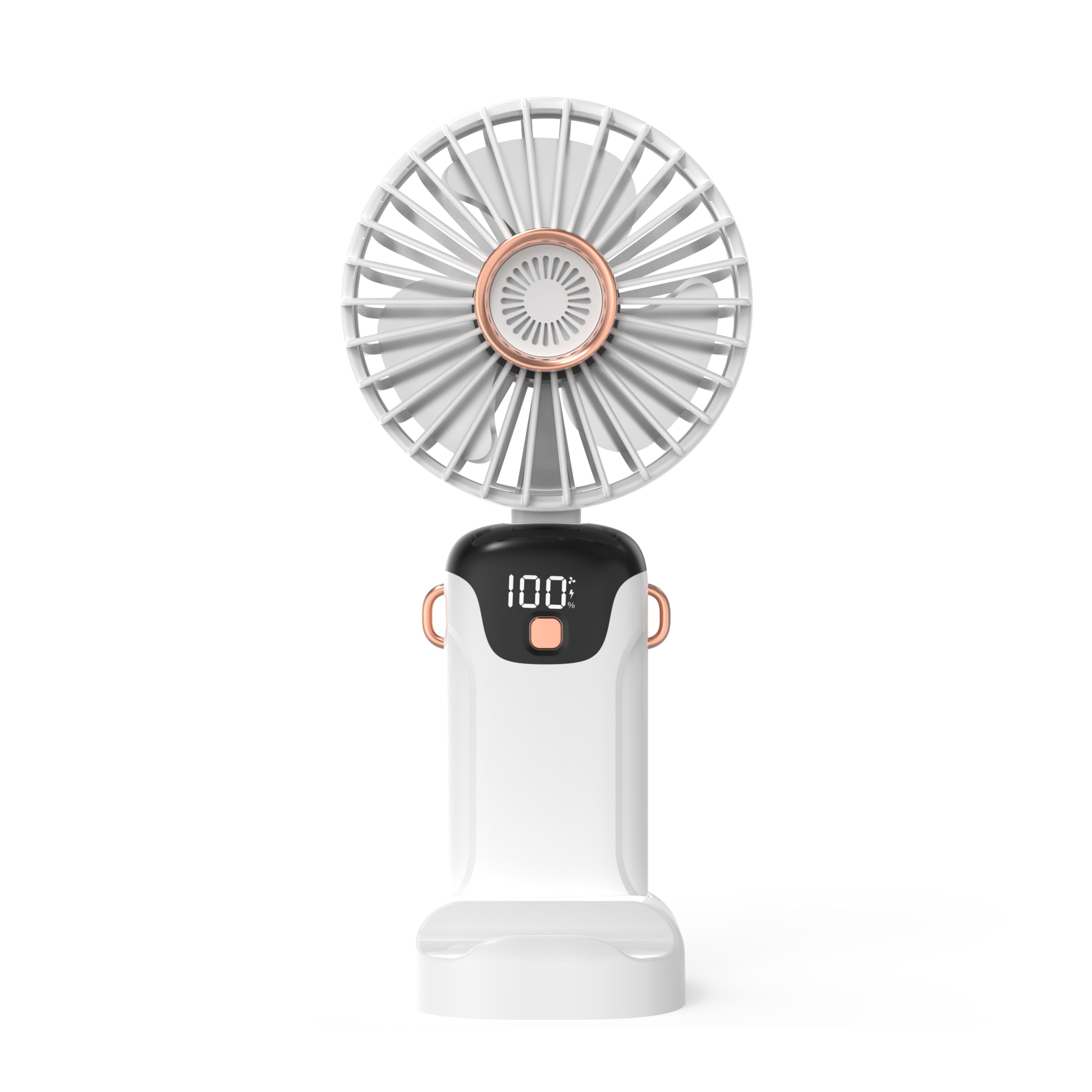 coolflex 5 speed portable handheld fan with display & phone stand