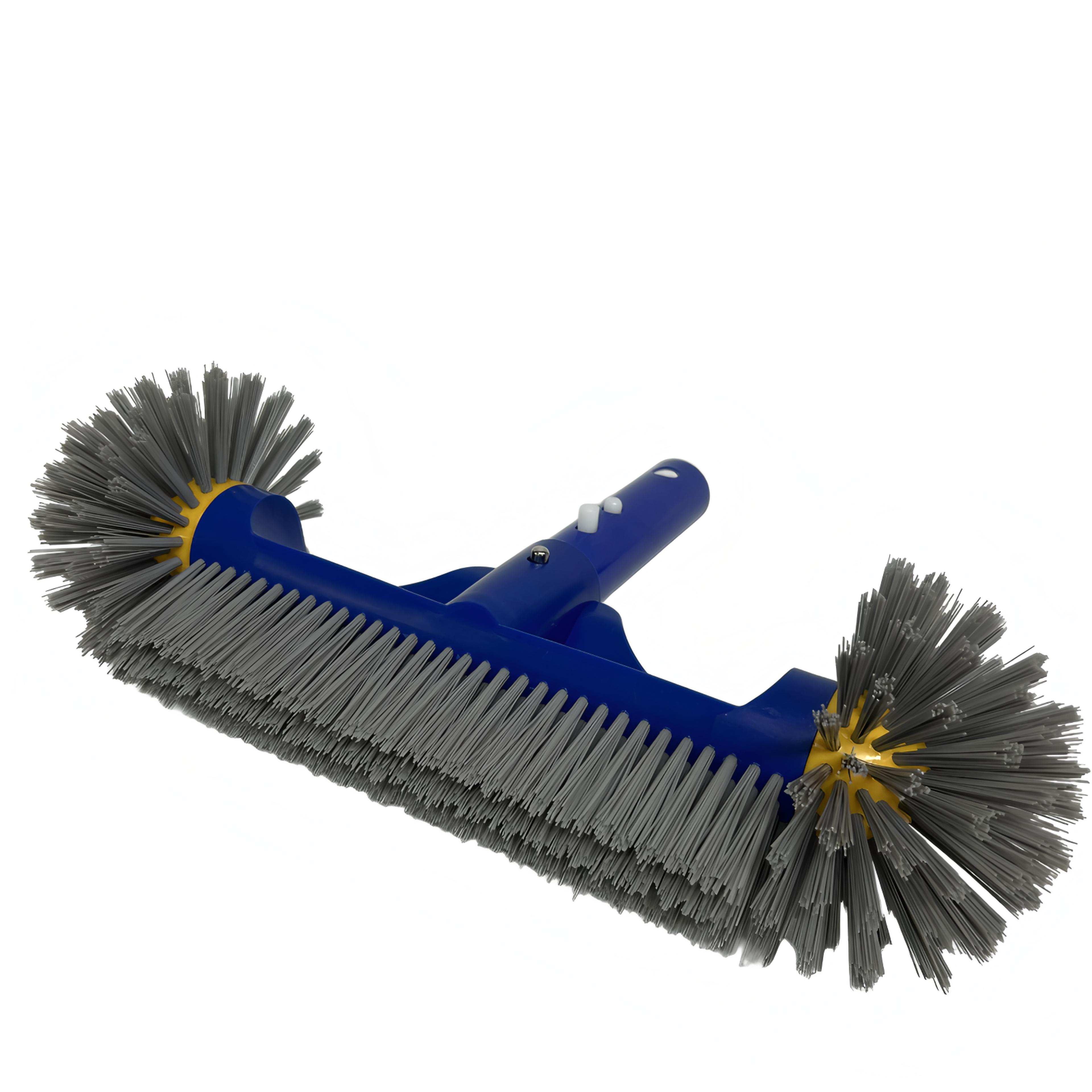 heavy duty pool brush head with detachable aluminum handle for walls, steps & corners