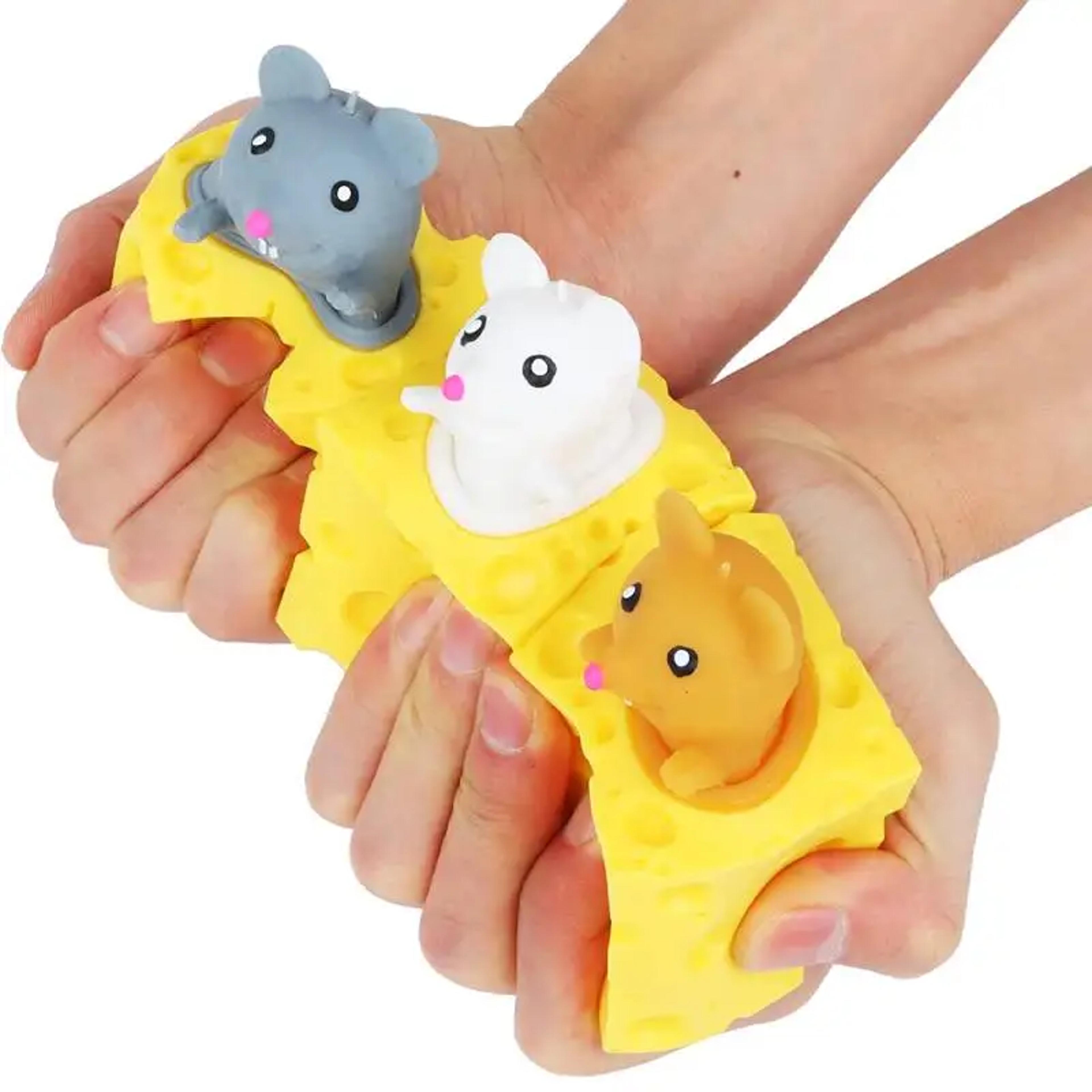 cheesy mouse pop out stress relief toy sensory fidget squeeze fun