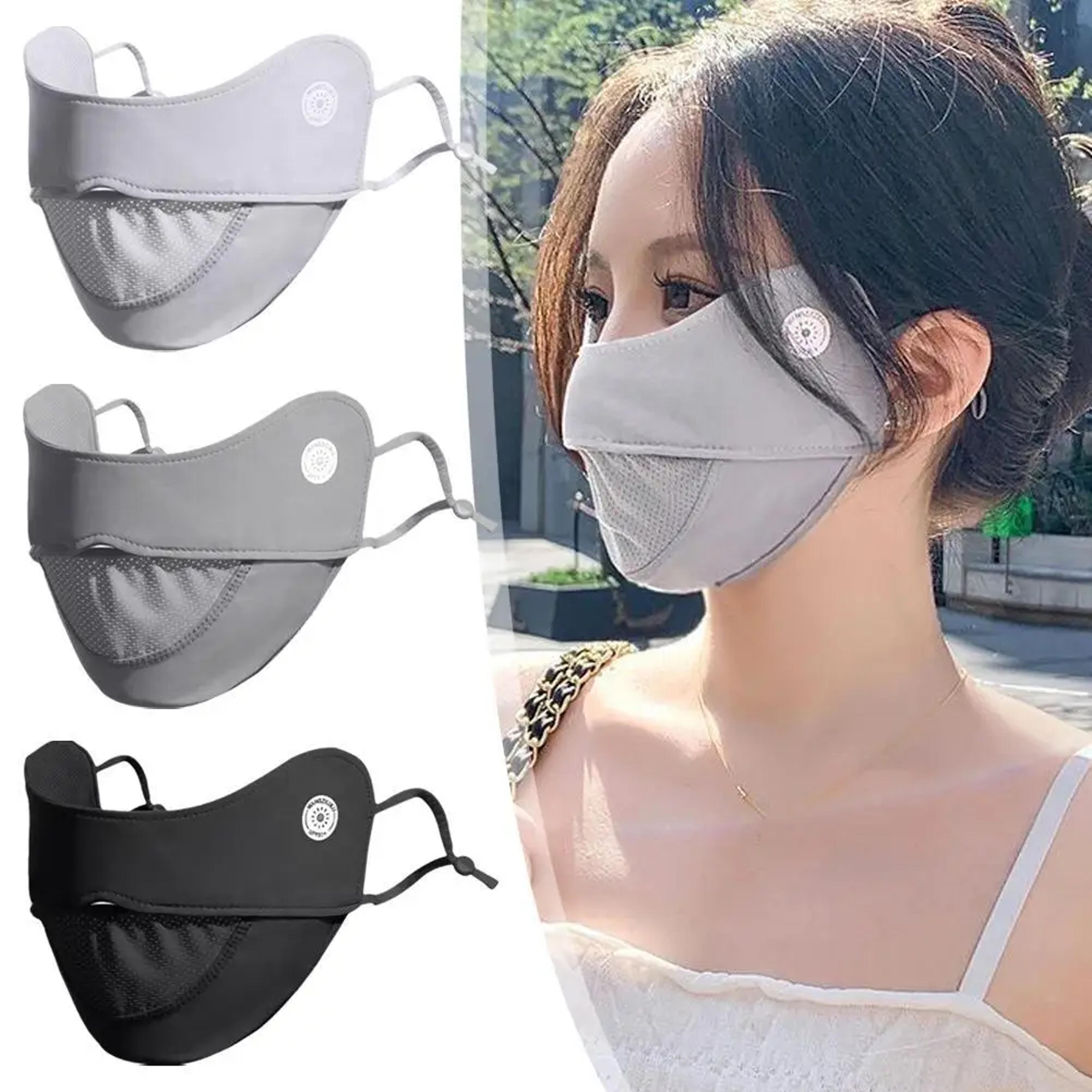 ice silk uv protection face mask for women breathable mesh sunscreen sports cover