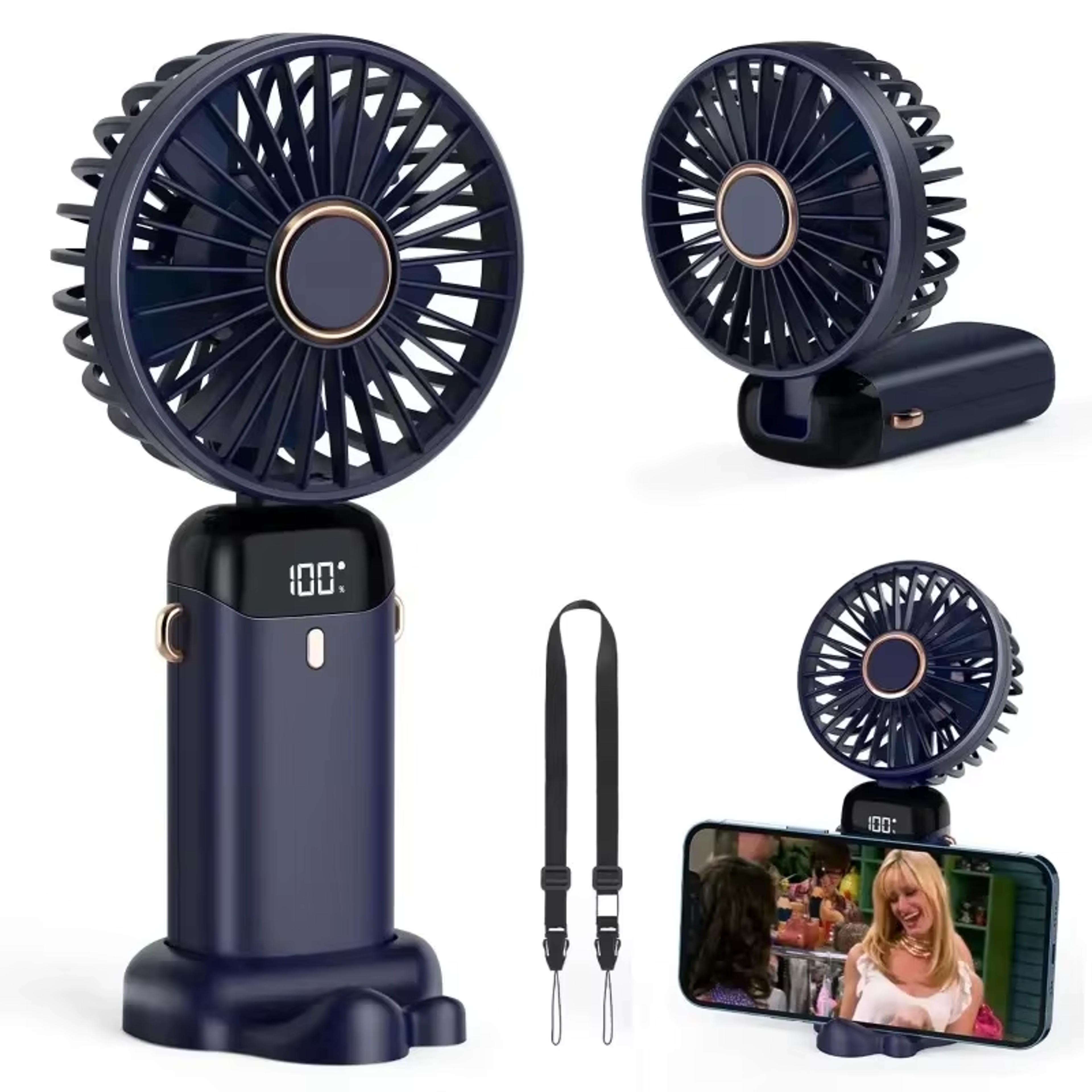 portable handheld fan with digital display & 5 speed cooling