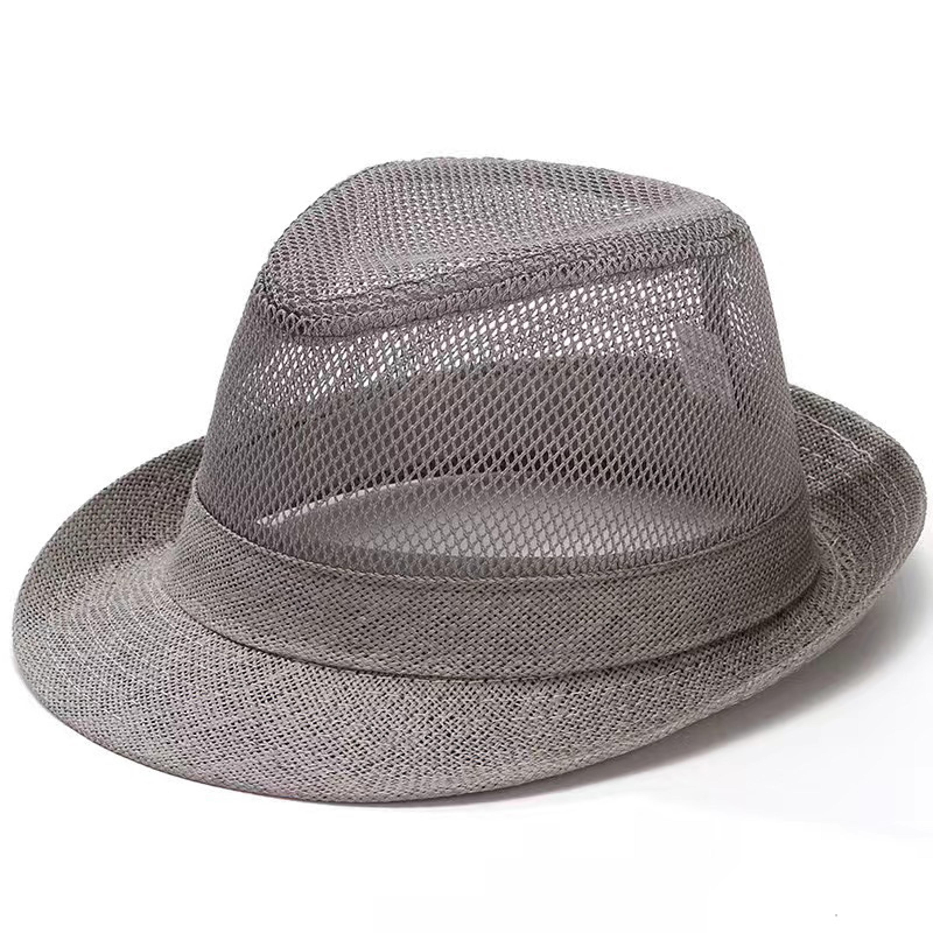 breathable mesh fedora sun hat for men & women summer beach travel cap