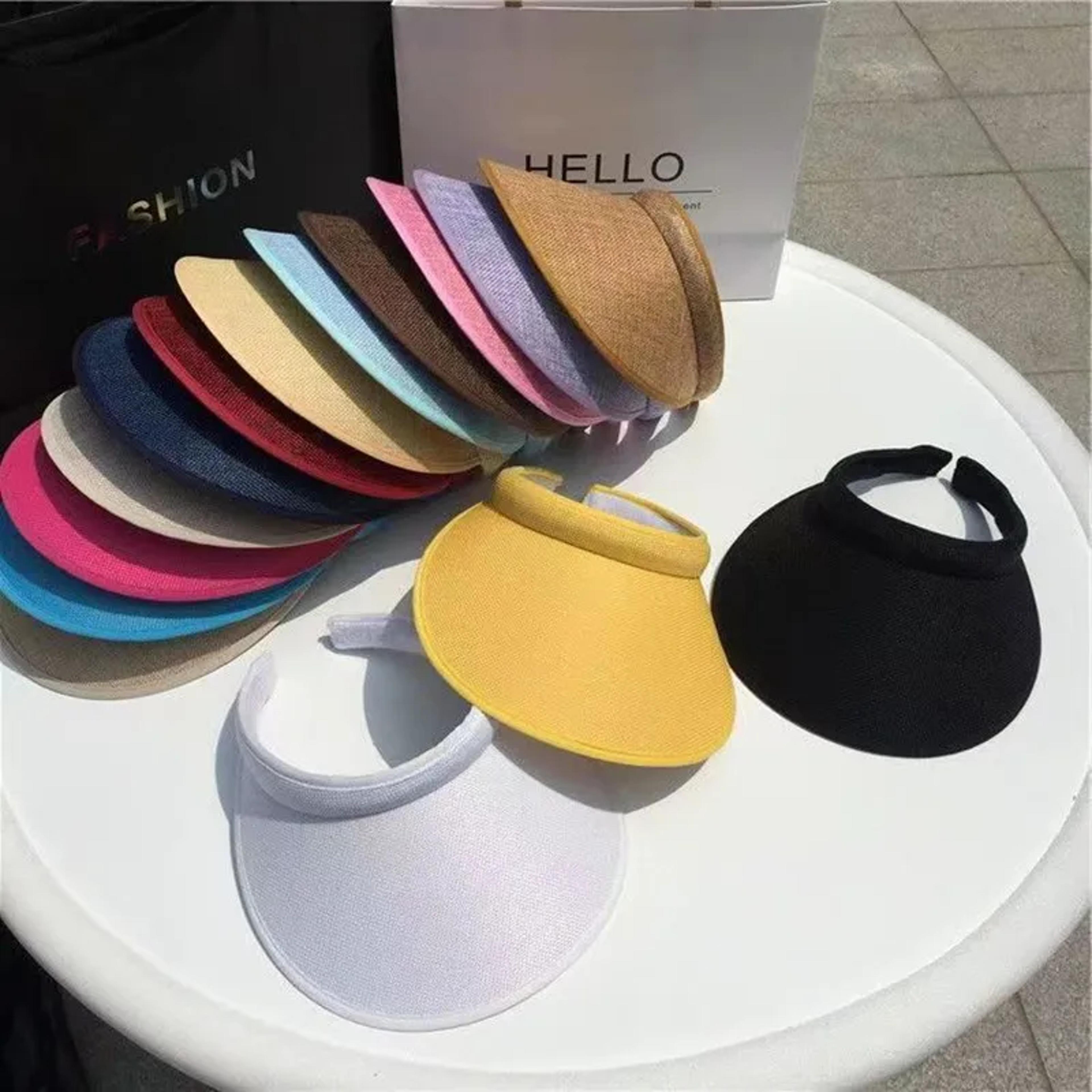 womens straw sun visor beach cap with uv shade