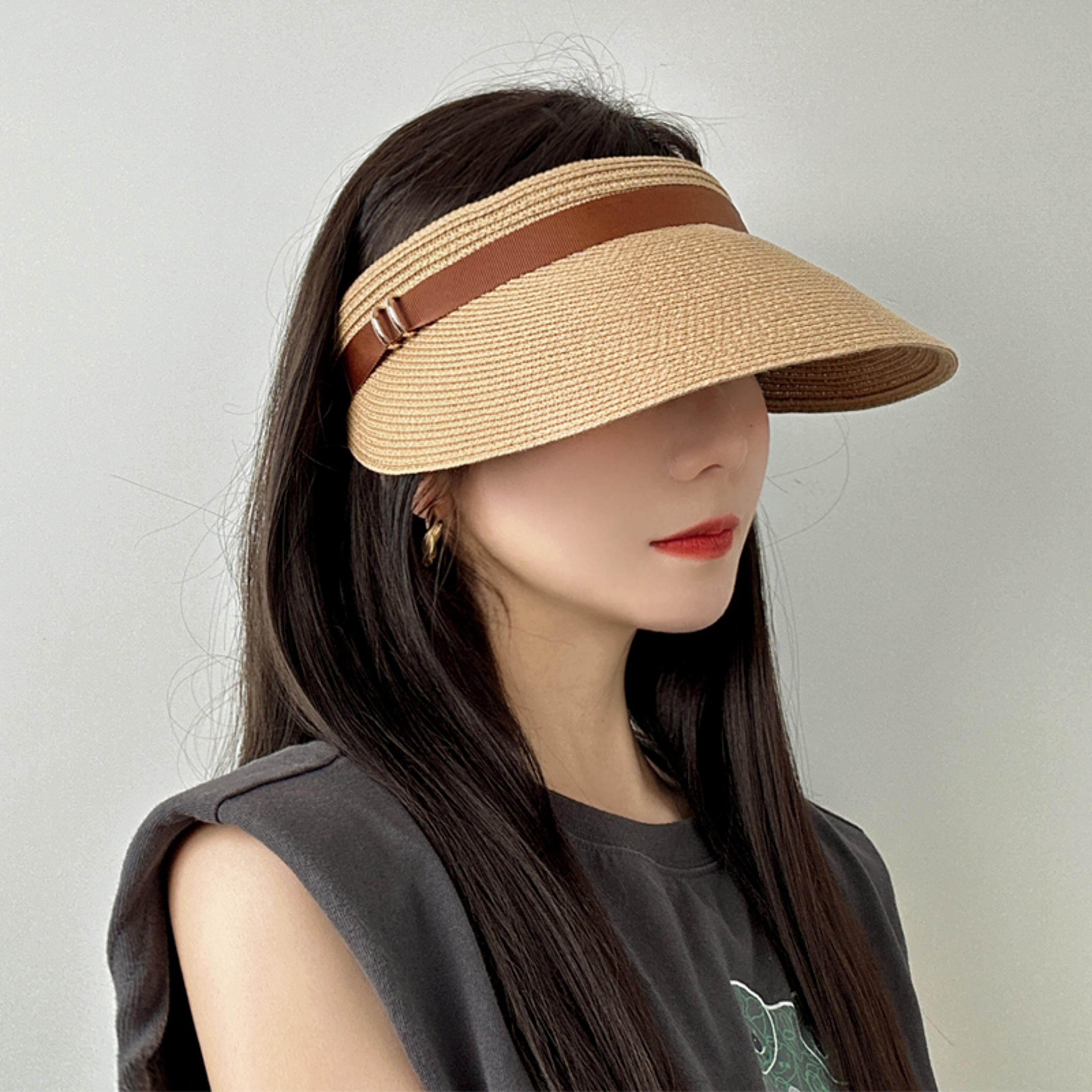 wide brim straw sun visor hat for women packable beach & travel sun protection