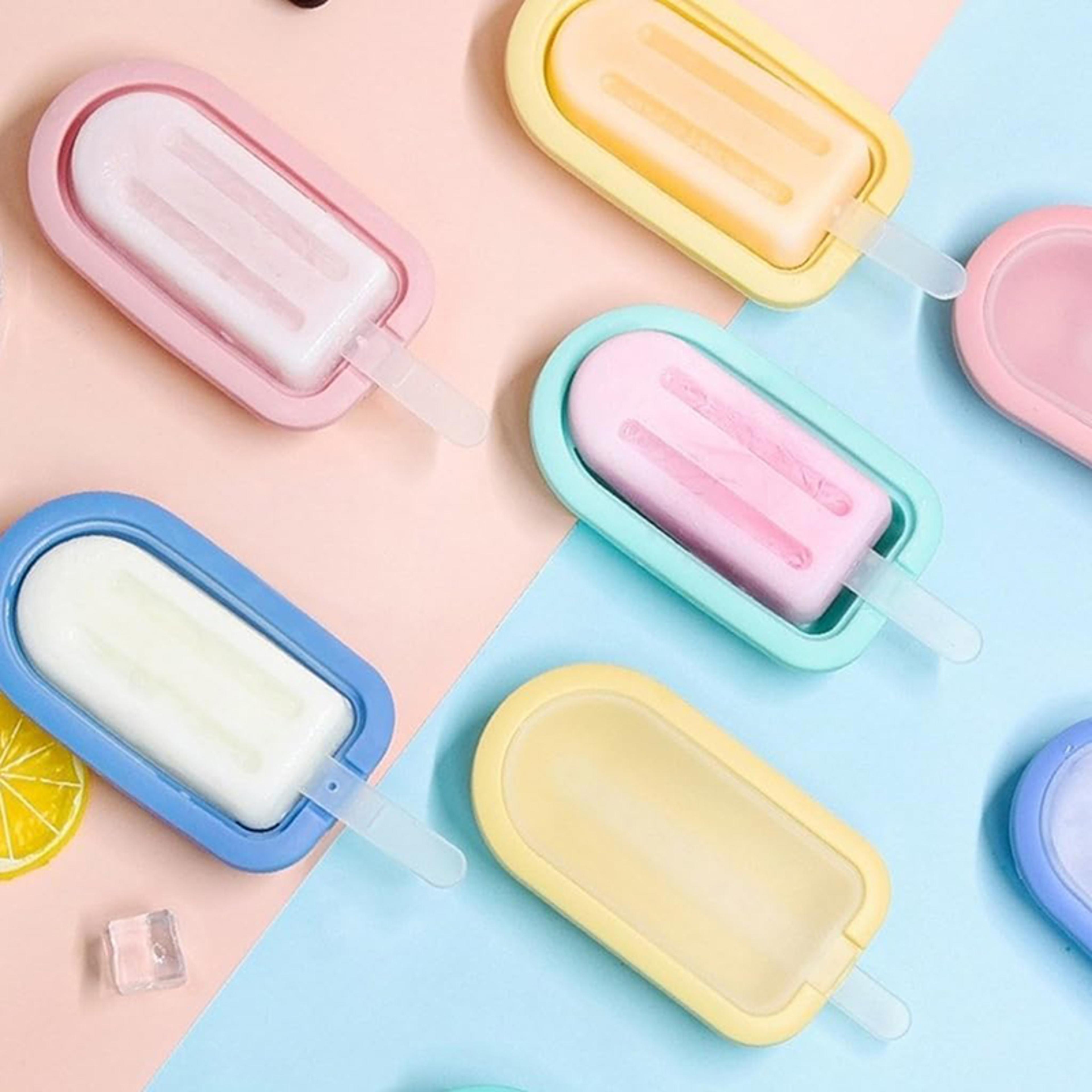 reusable silicone popsicle mold set 4 pack diy ice cream & frozen treat maker