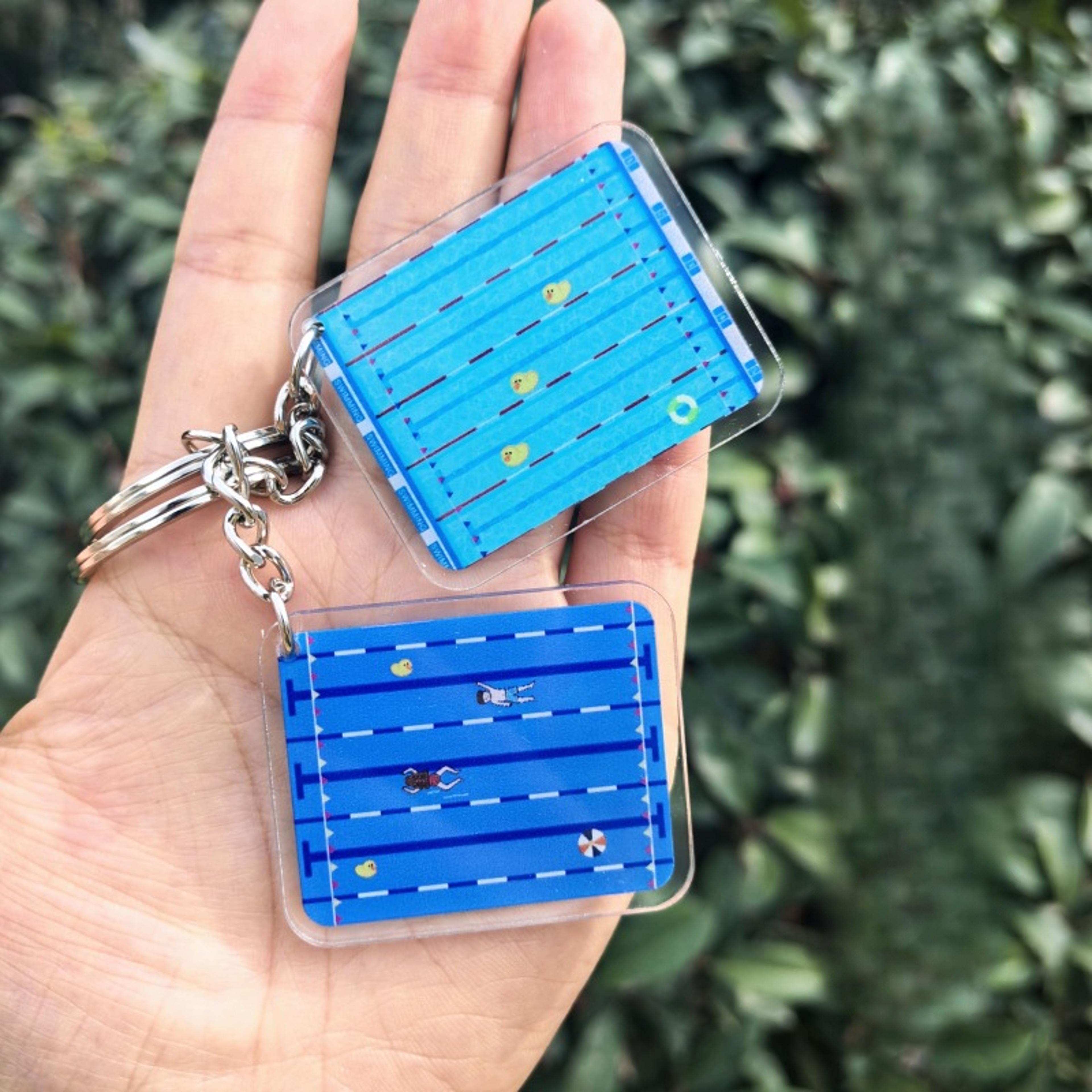 swimming pool acrylic keychain mini pool souvenir sports charm