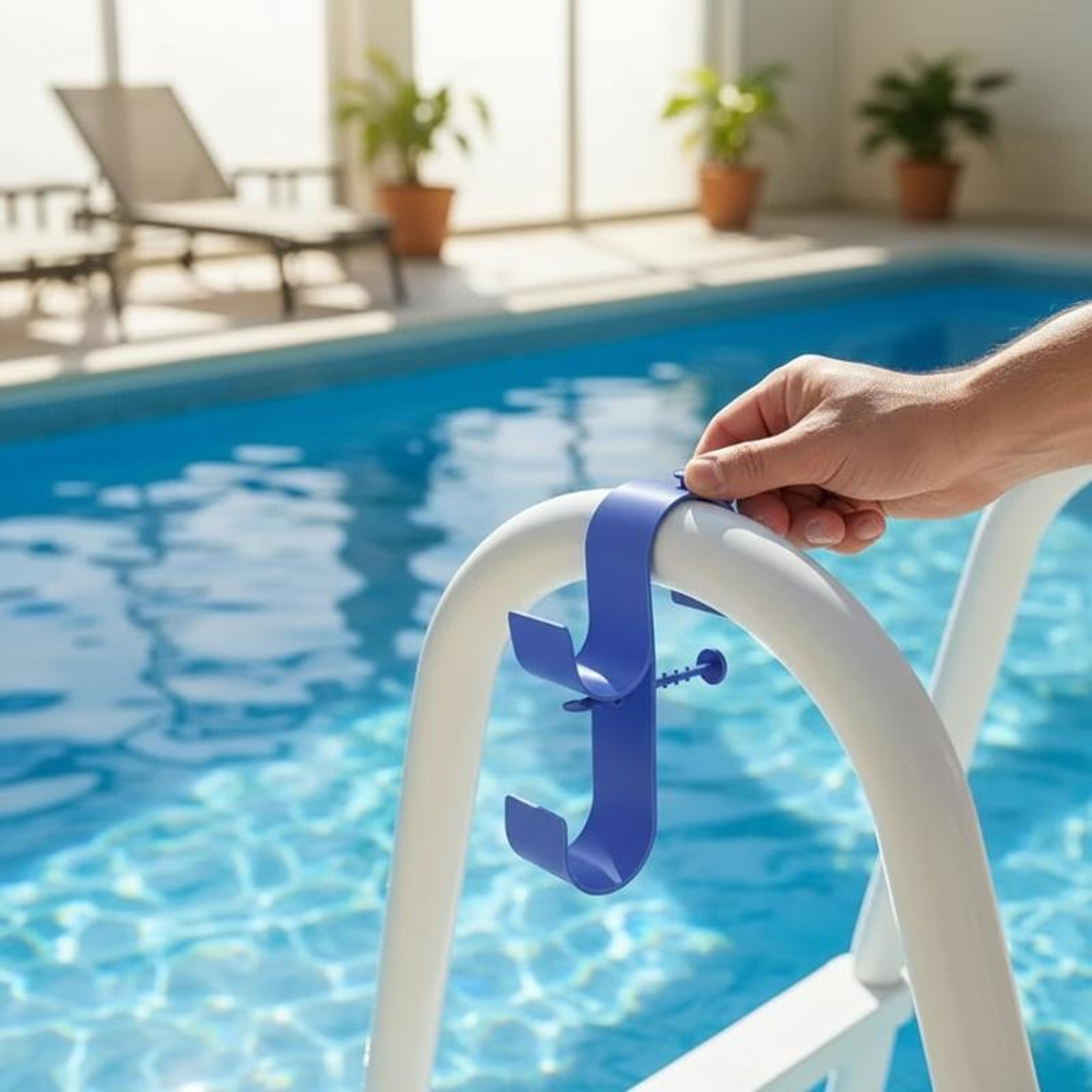 adjustable pool pole hanger for telescopic pool poles and skimmers