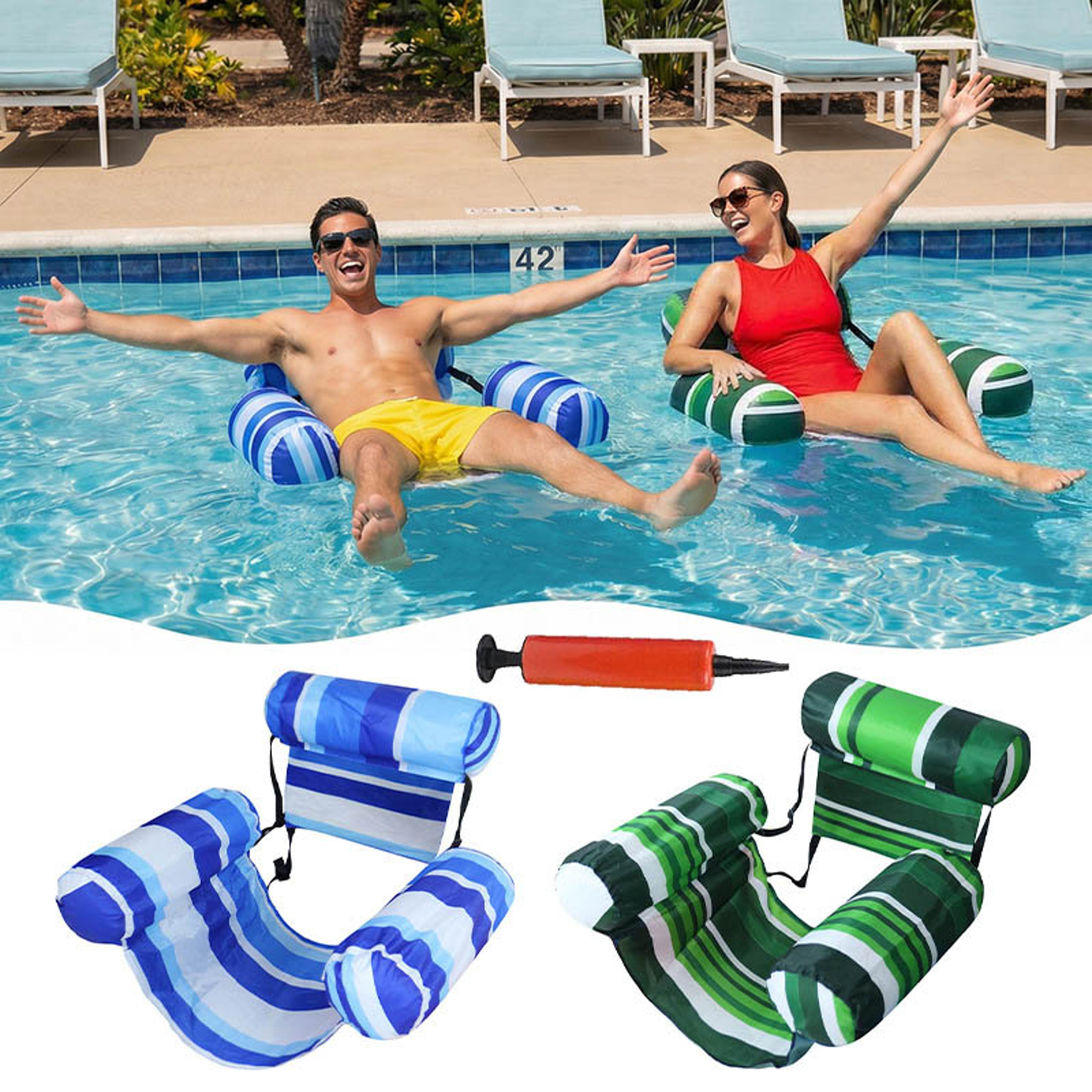 premium pool water hammock foldable floating pool chair with air pump for beach & pool relaxation
