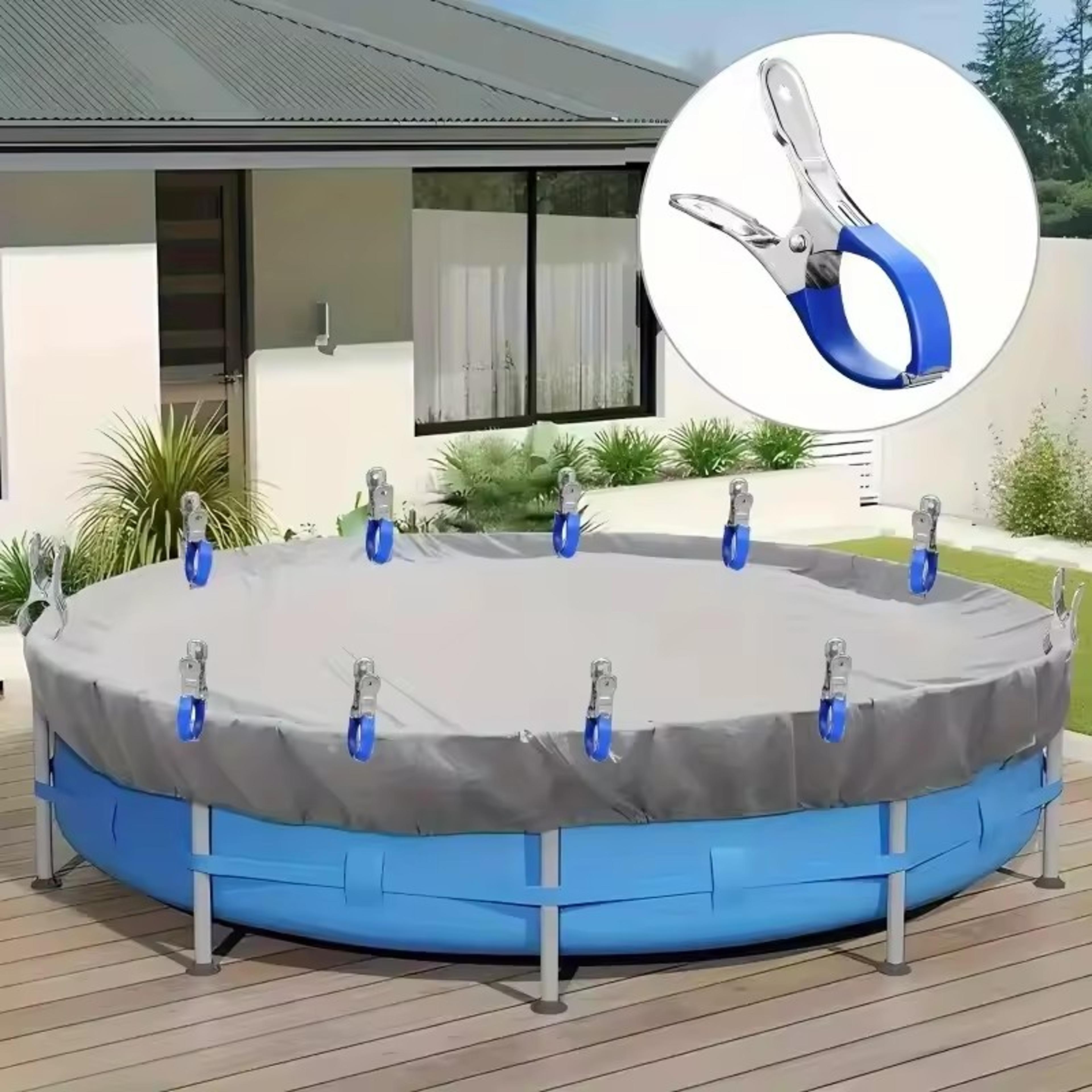 heavy duty pool cover clips stainless steel windproof clamps for above ground pool covers (6 pack)