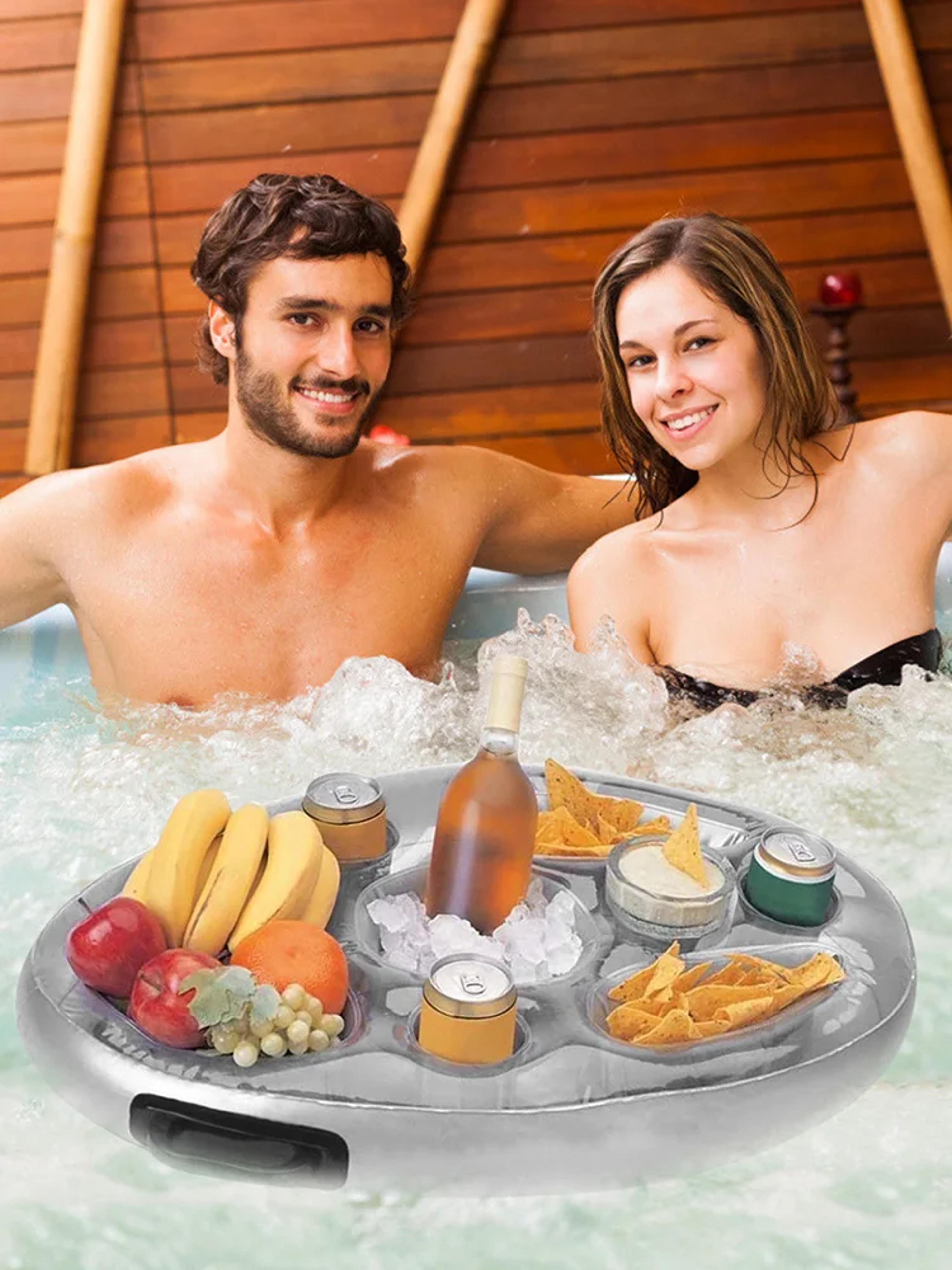 inflatable pool float drink holder and floating drink cooler tray