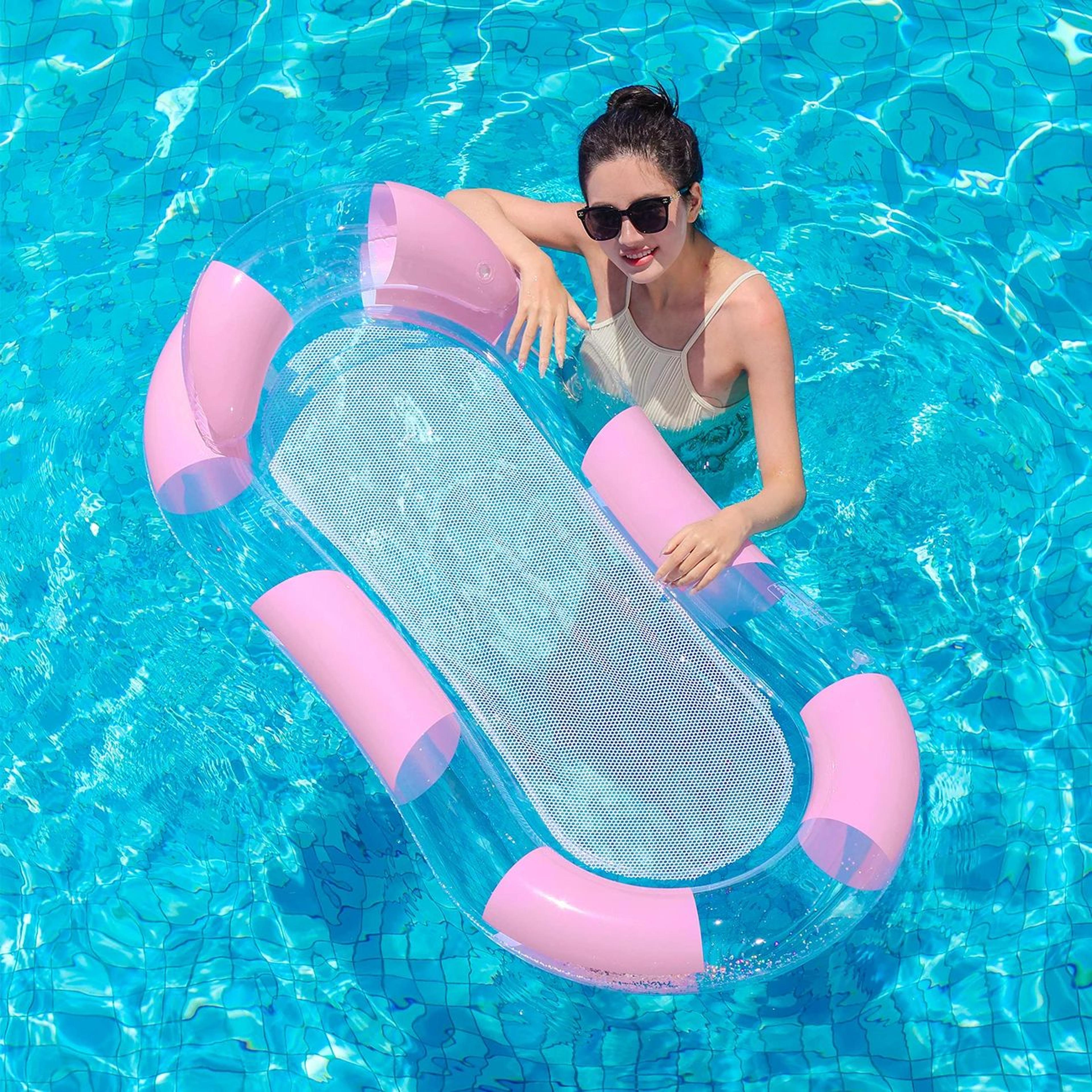 inflatable pool float adult water hammock mesh pool lounger for beach & pool relaxation