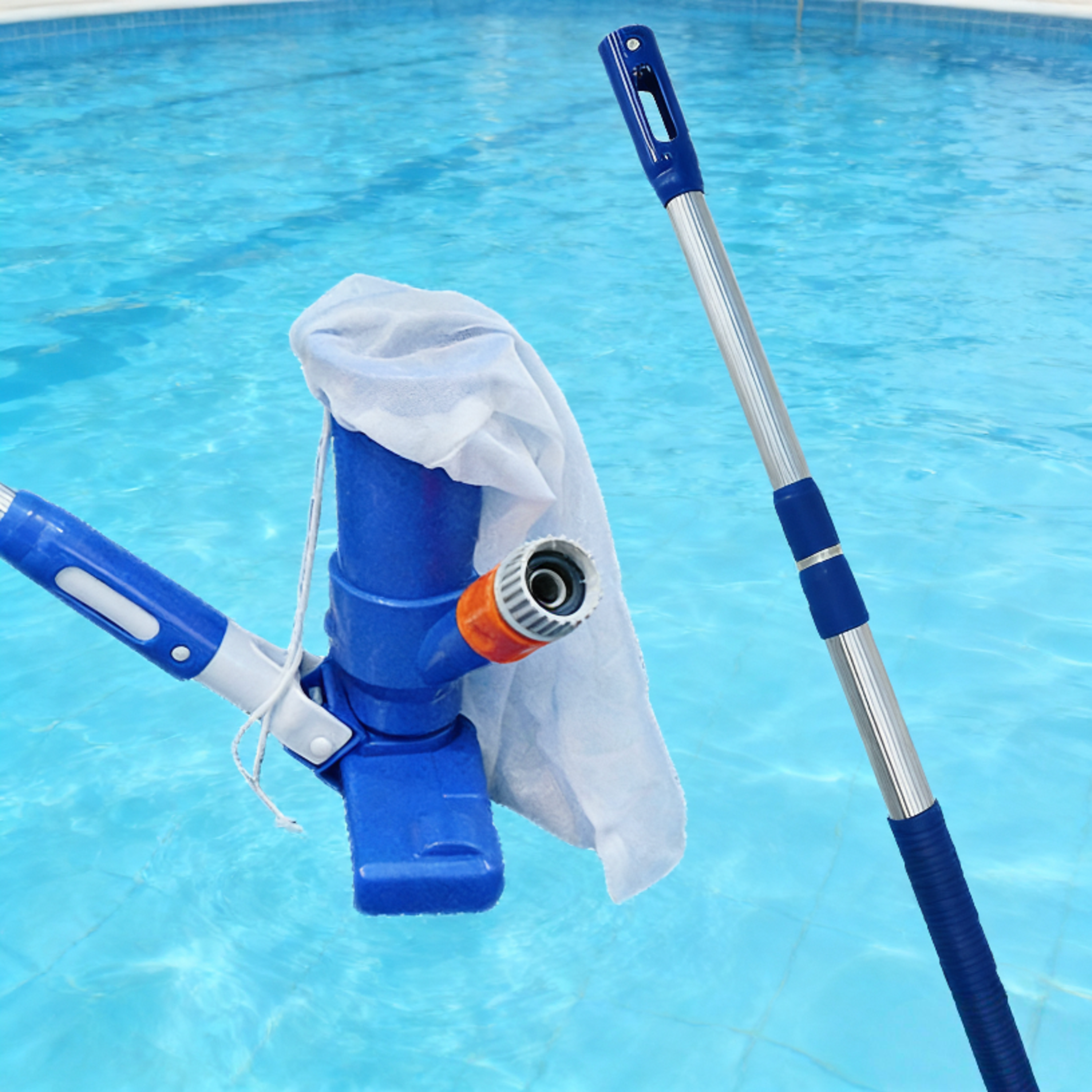portable pool vacuum cleaner with telescopic pole for above ground & inflatable pools
