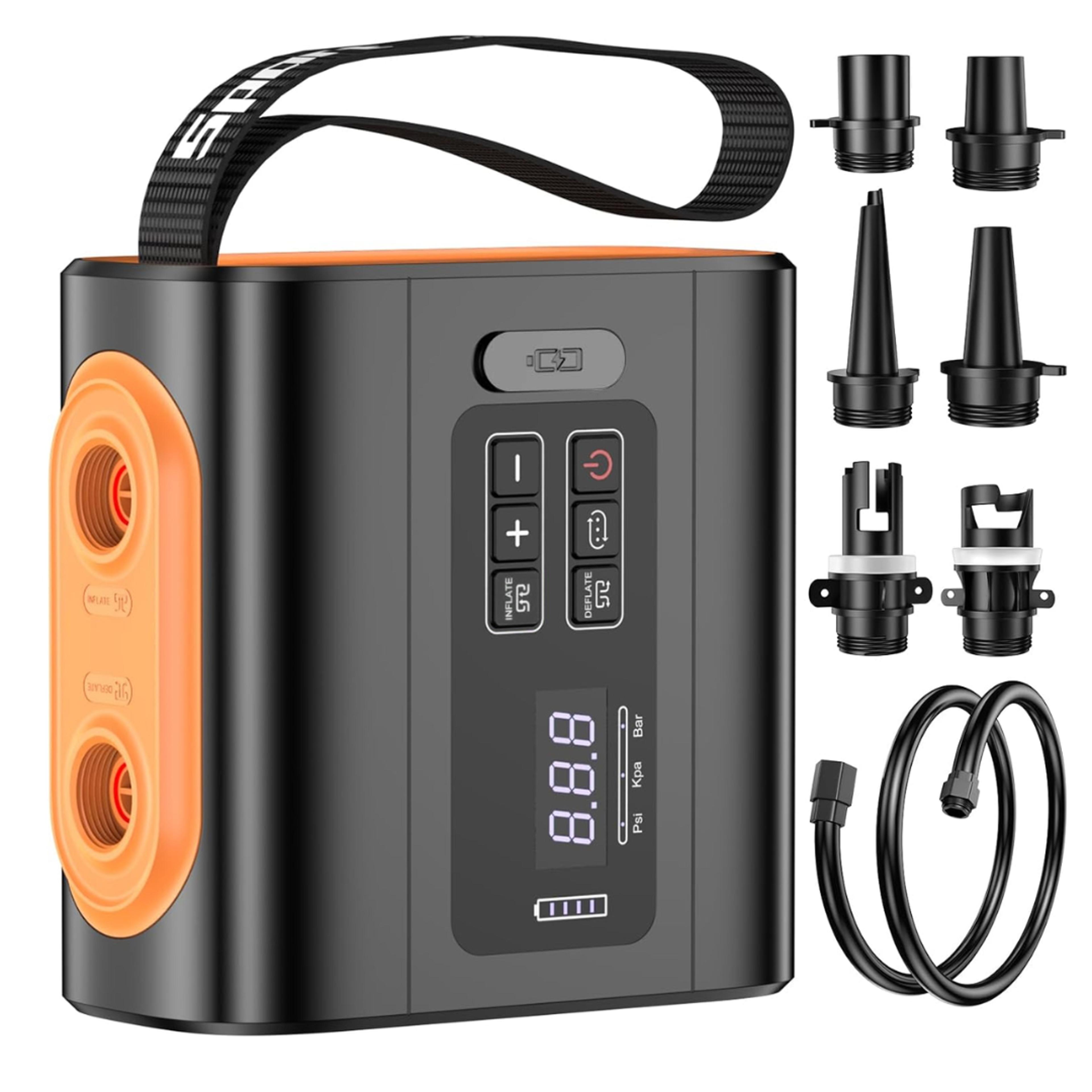 portable electric air pump for camping air mattresses and pool floats