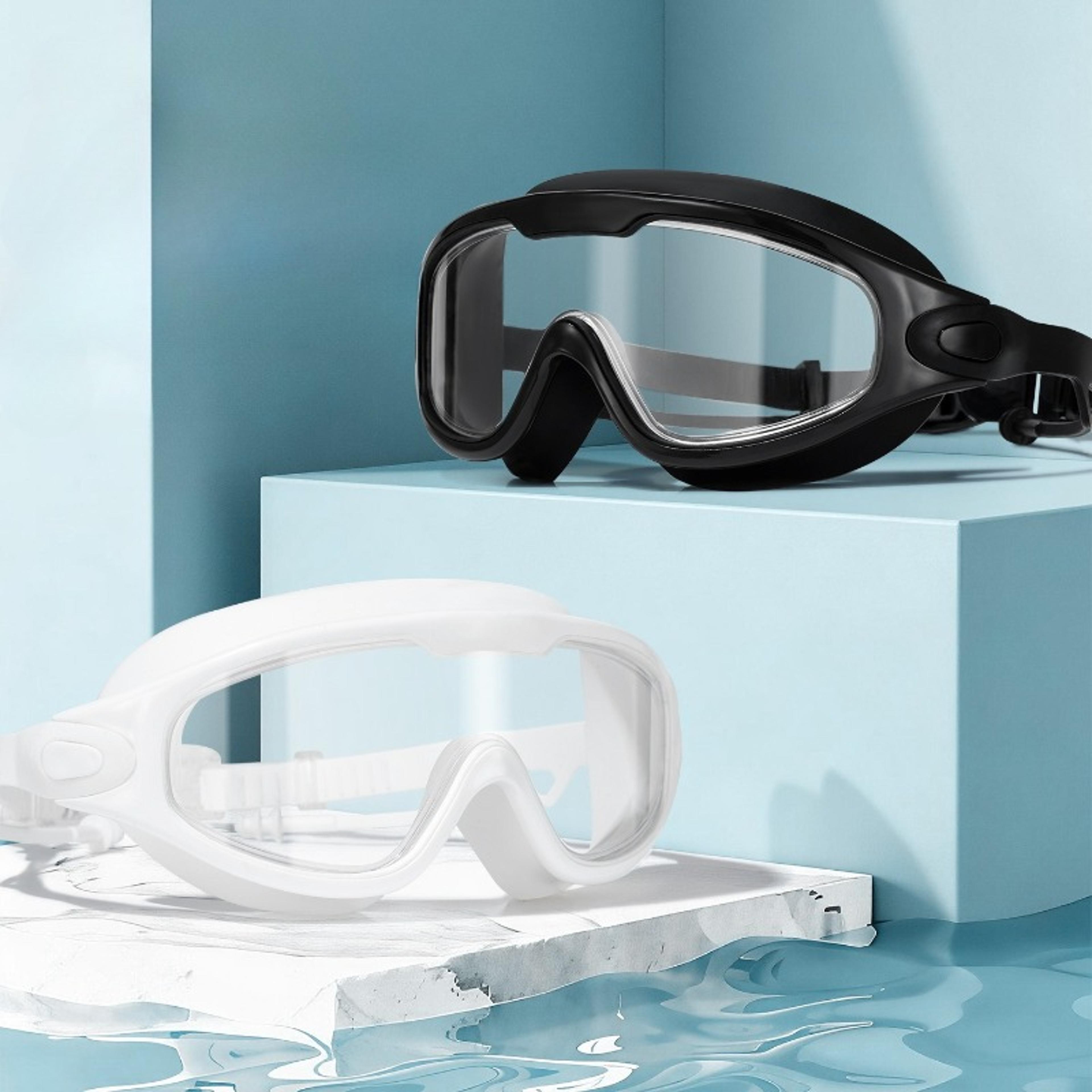 professional swimming goggles with earplugs wide view anti fog silicone swim glasses