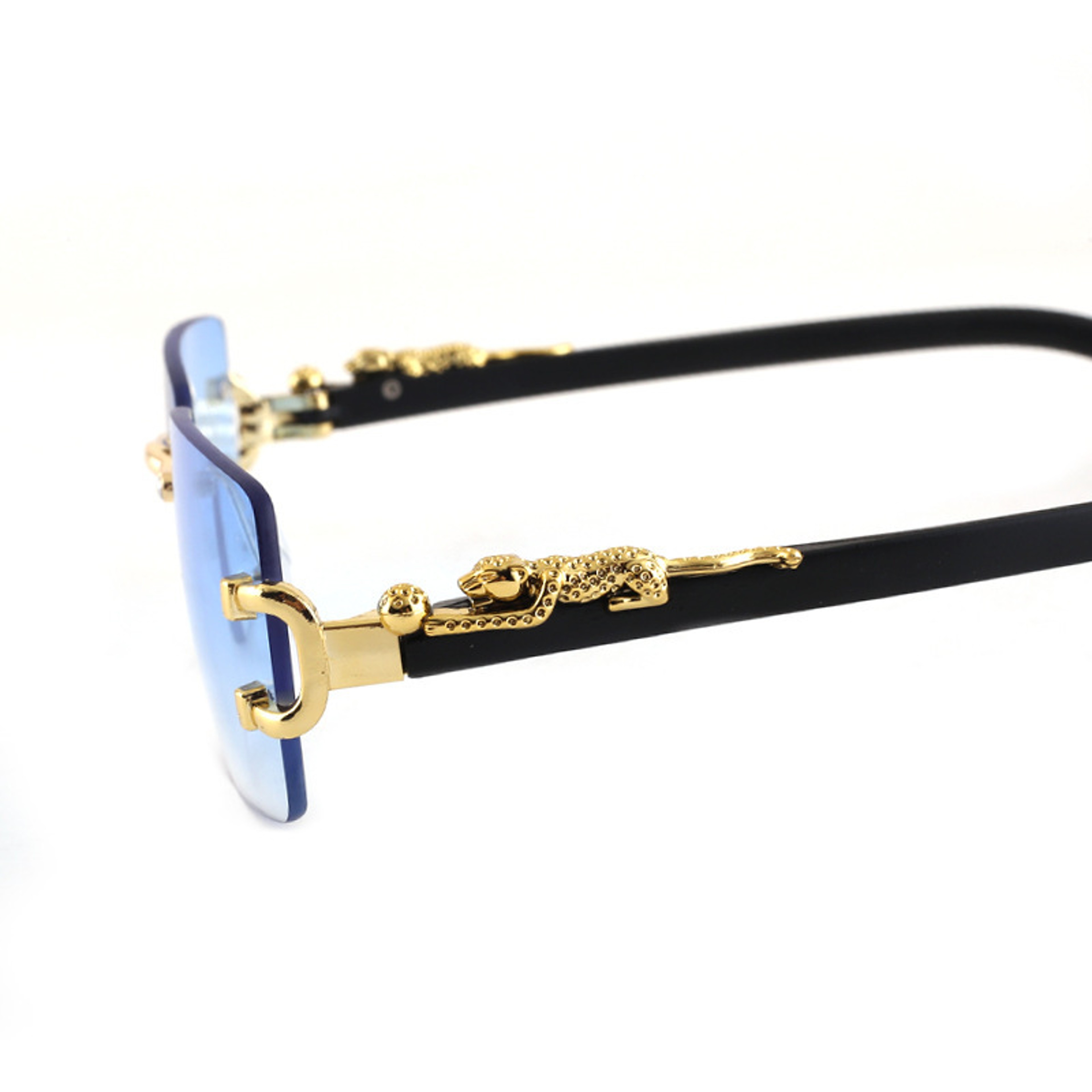 Rimless Geometric Leopard Sunglasses With Gradient UV Protection Lenses 3