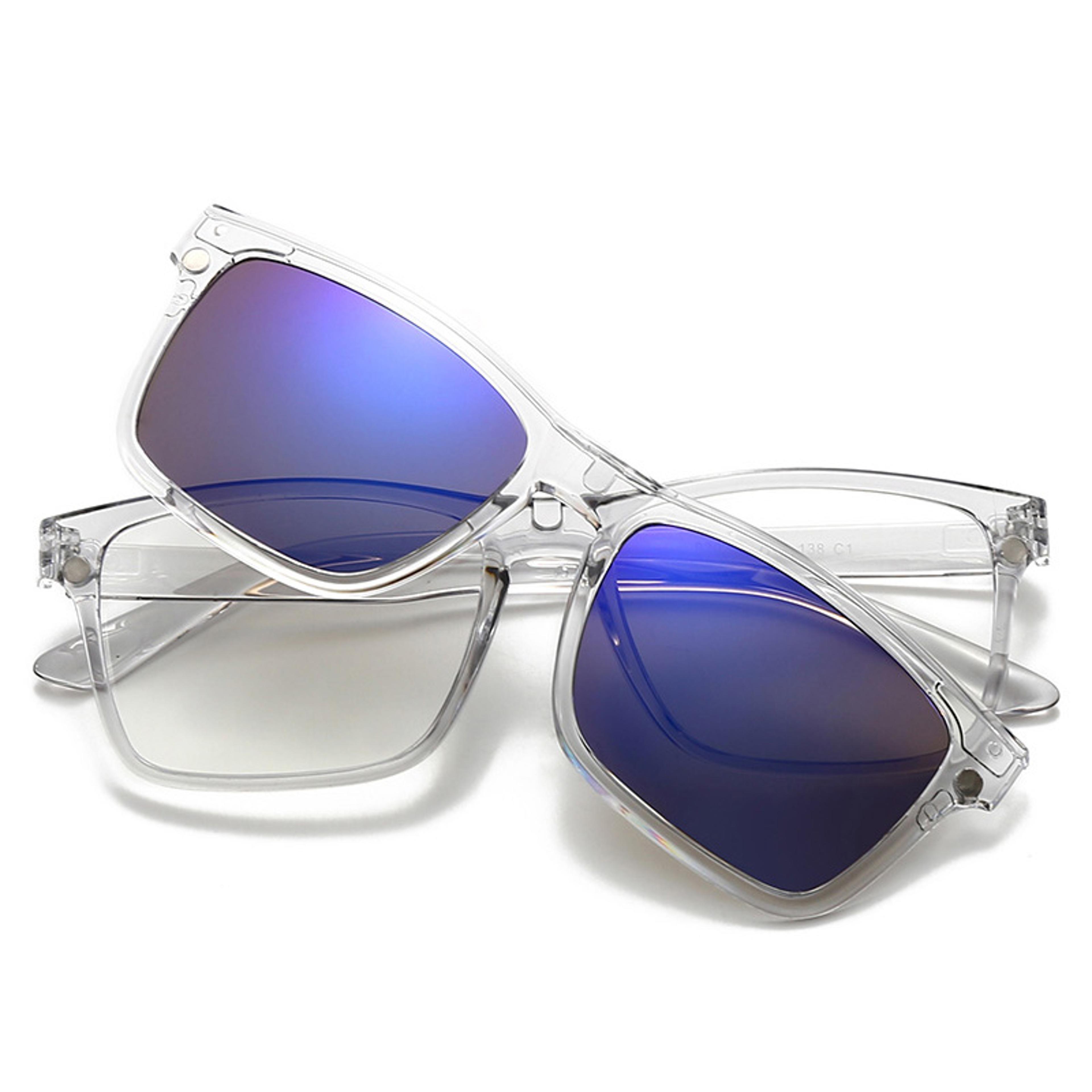 magnetic polarized clip on sunglasses with interchangeable uv protection lenses