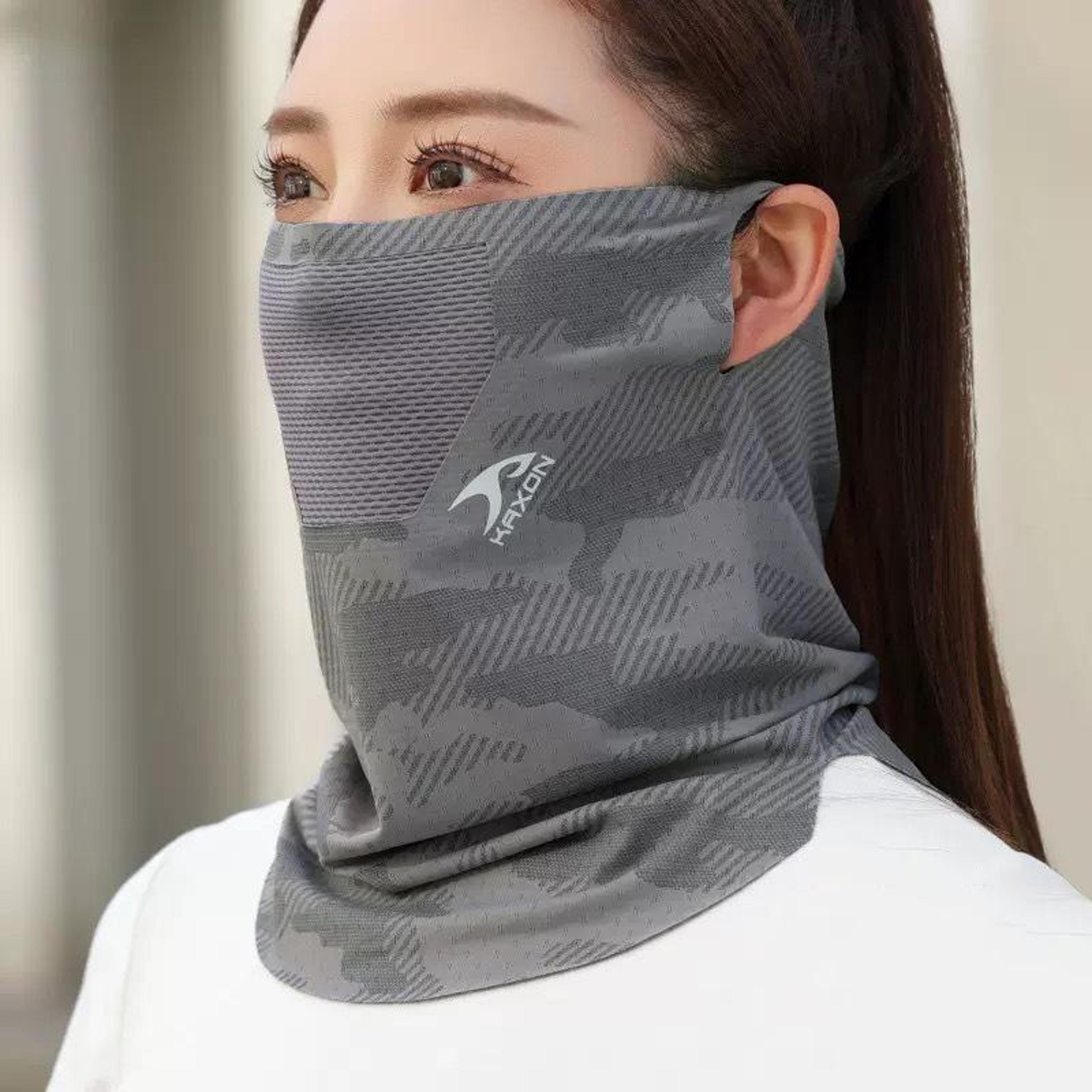 cooling ice silk uv protection face mask with brim for cycling, hiking & outdoor sun protection