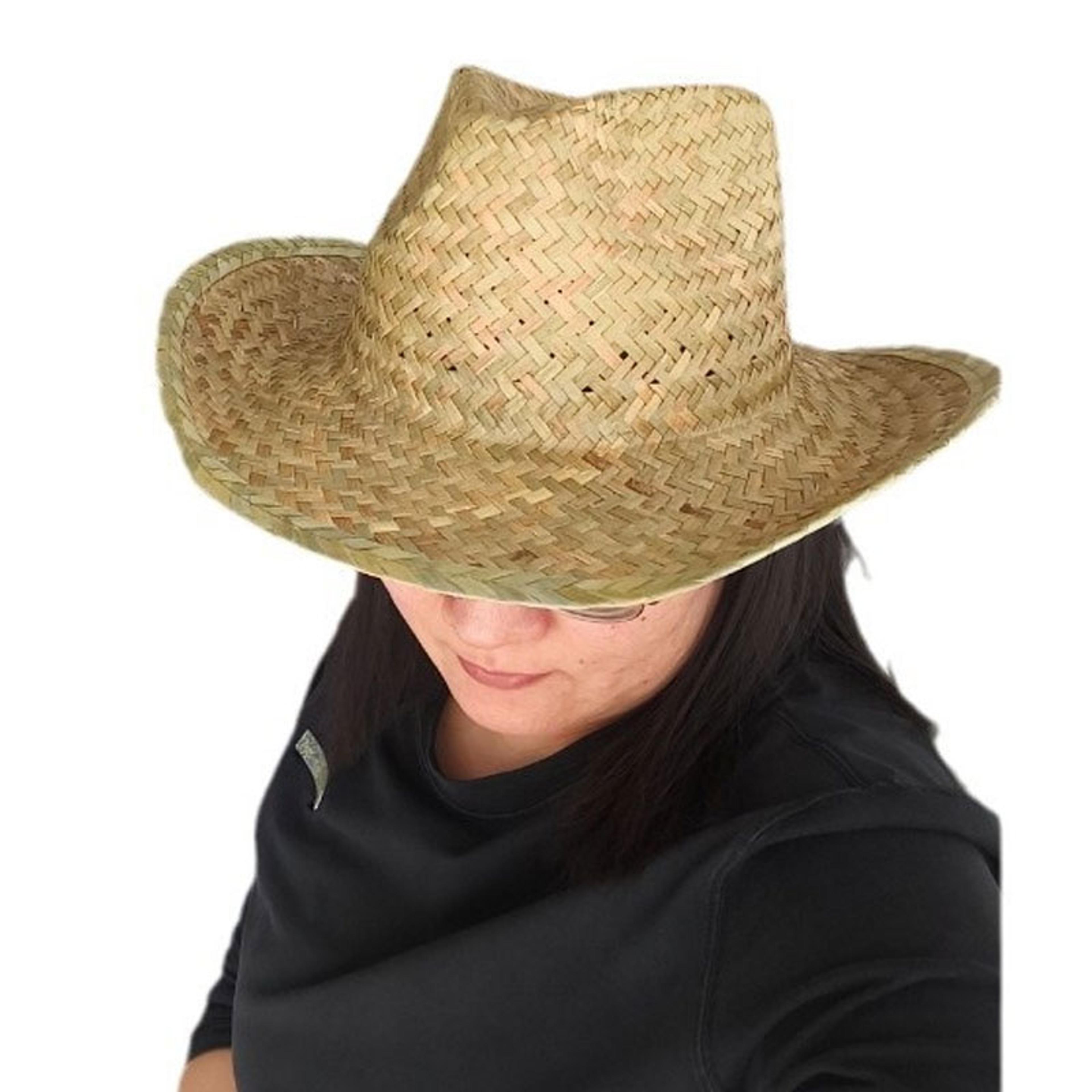 wide brim straw cowboy hat for men & women western sun hat for beach, hiking & outdoor adventures