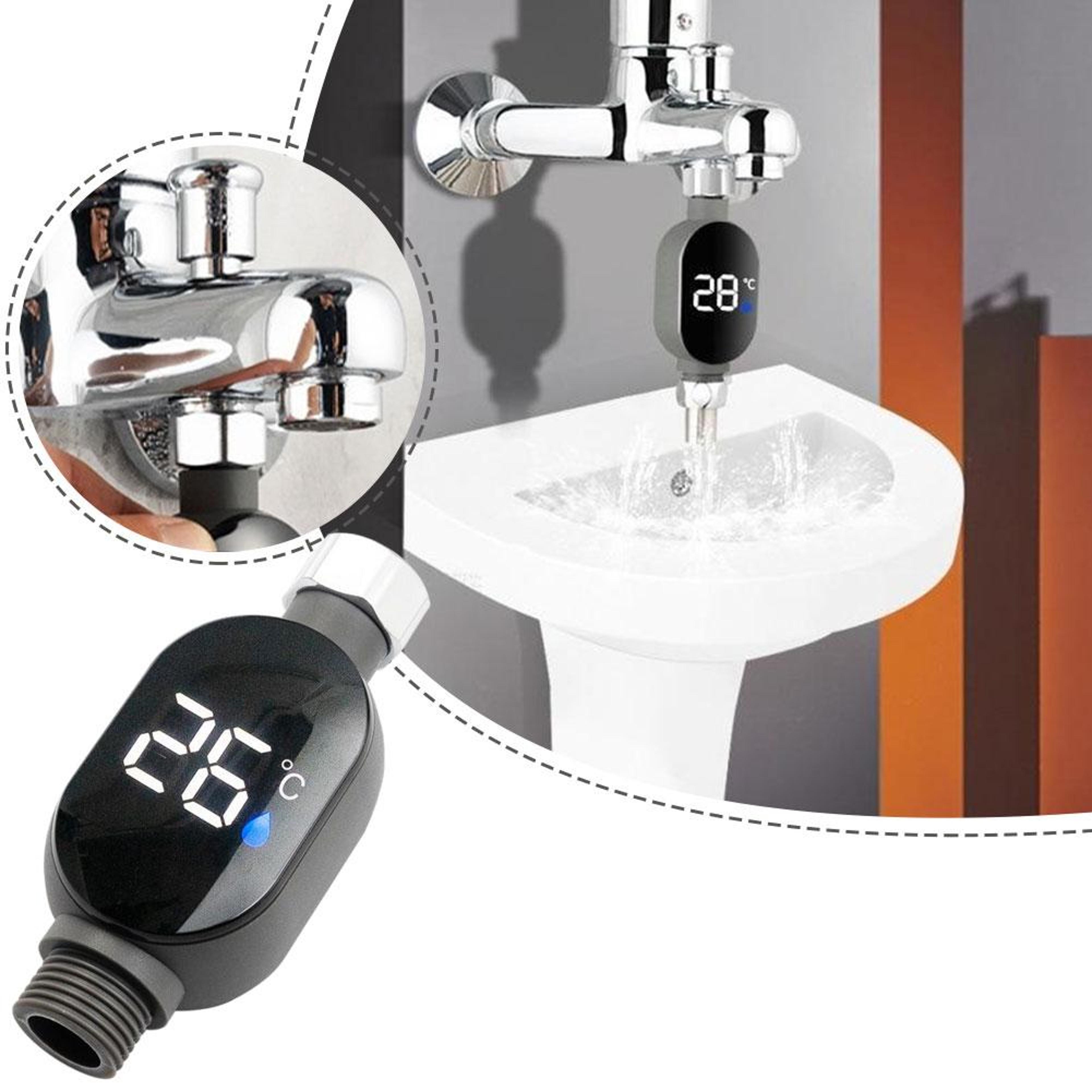 smart shower thermometer with led display digital water temperature meter for safe bathing