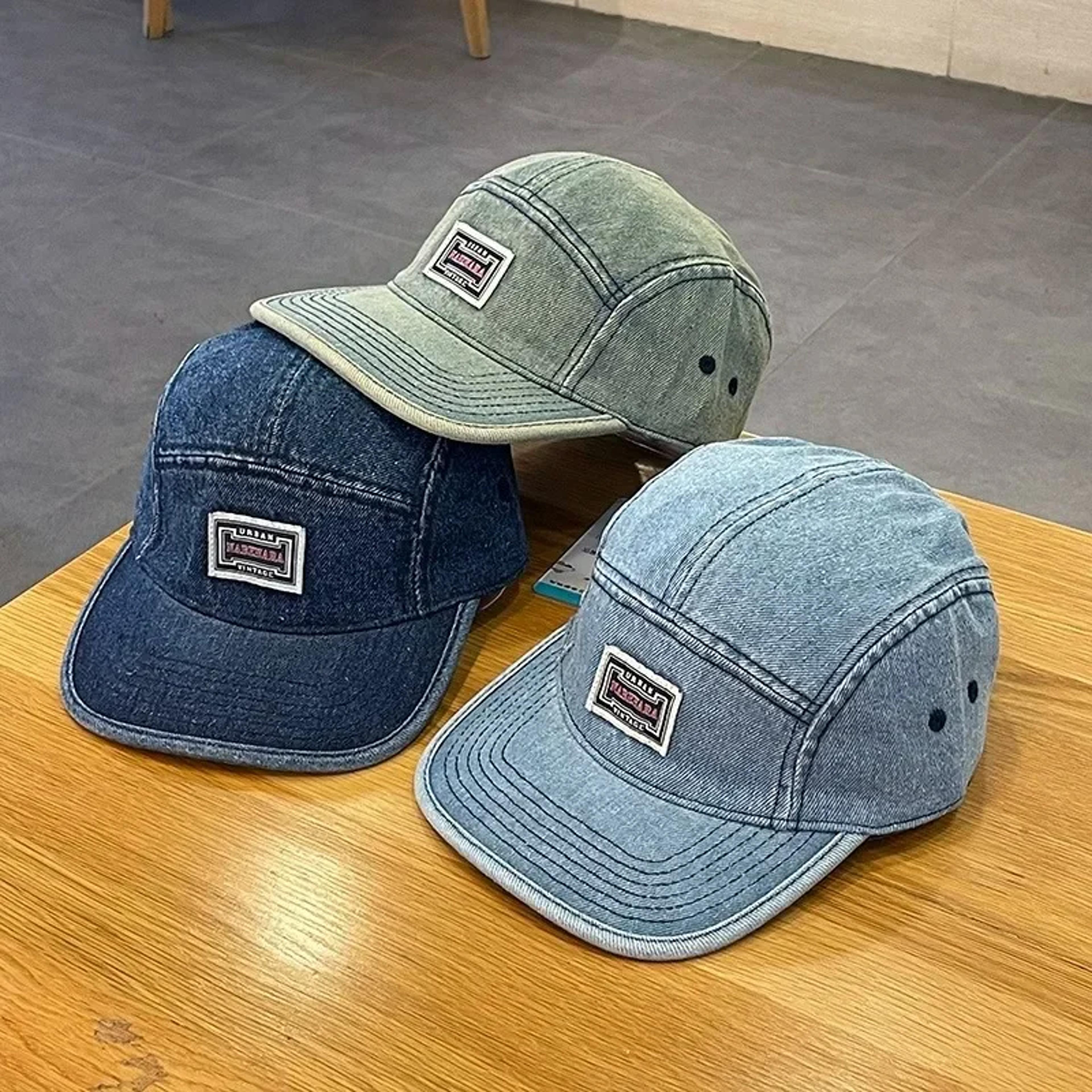 vintage denim baseball cap flat brim snapback hat for men & women streetwear 5 panel cap