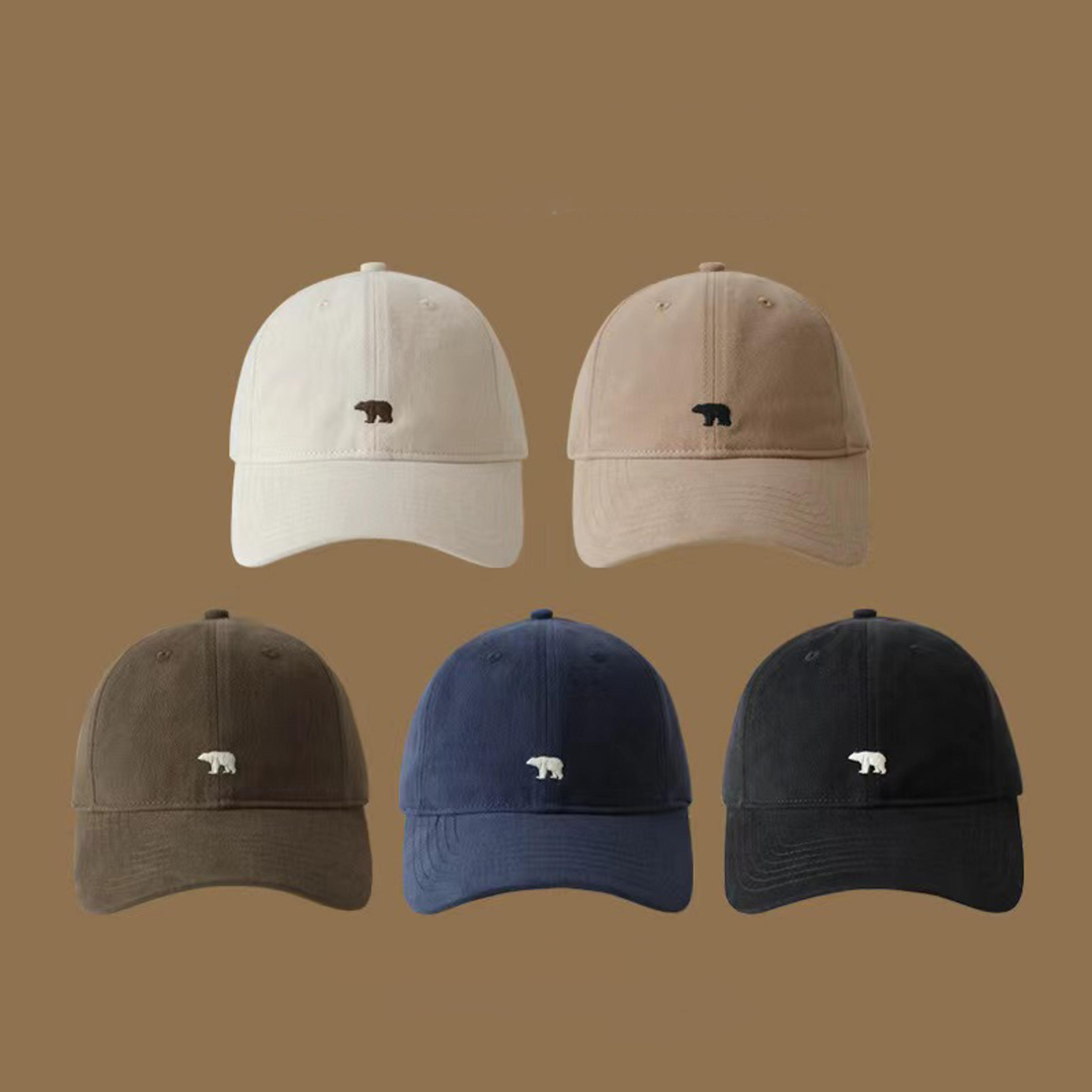 polar bear embroidered baseball cap wide brim unisex summer sun hat