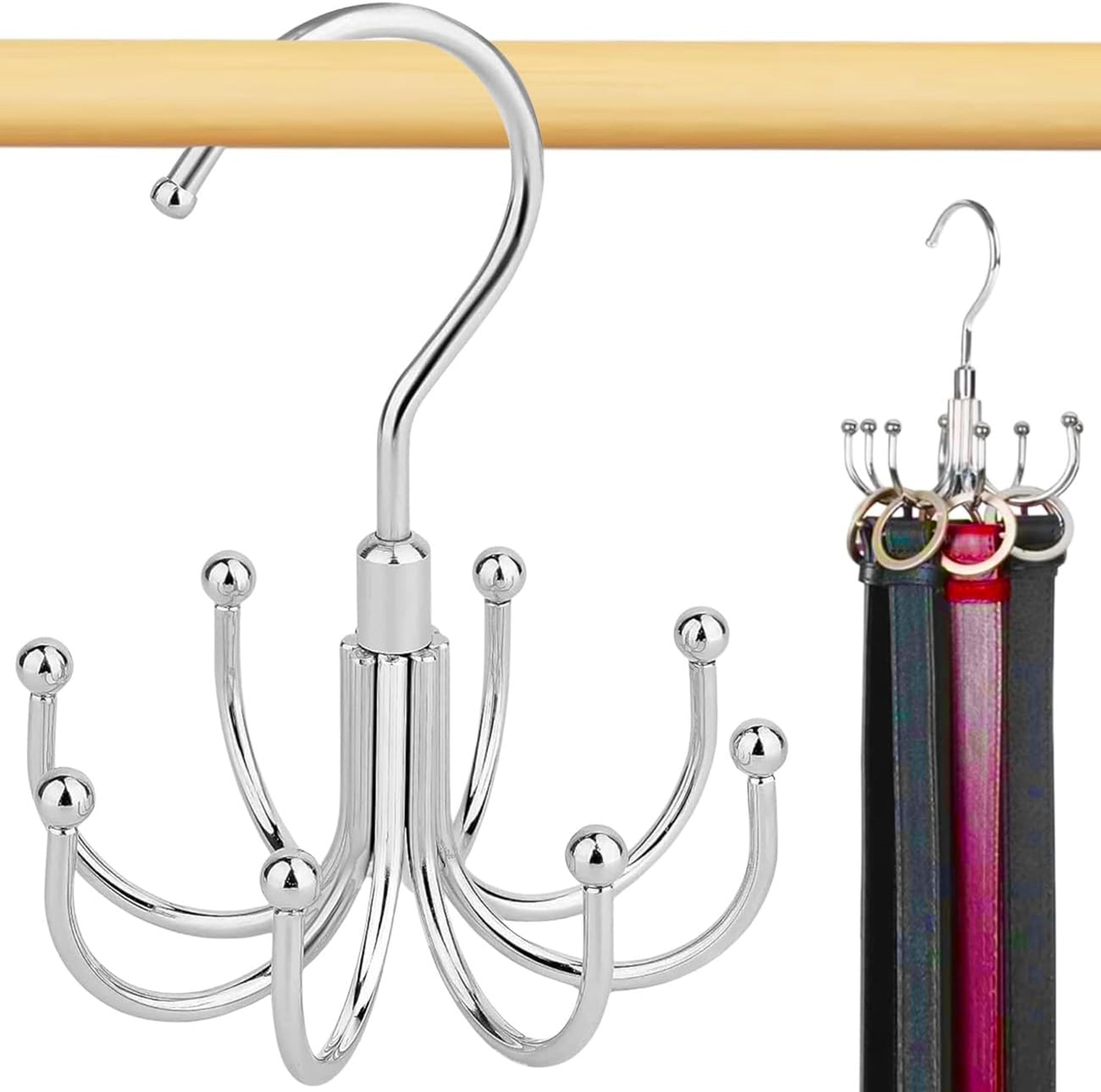360° rotating space saving hanger with 8 hooks for belt organizer & closet storage