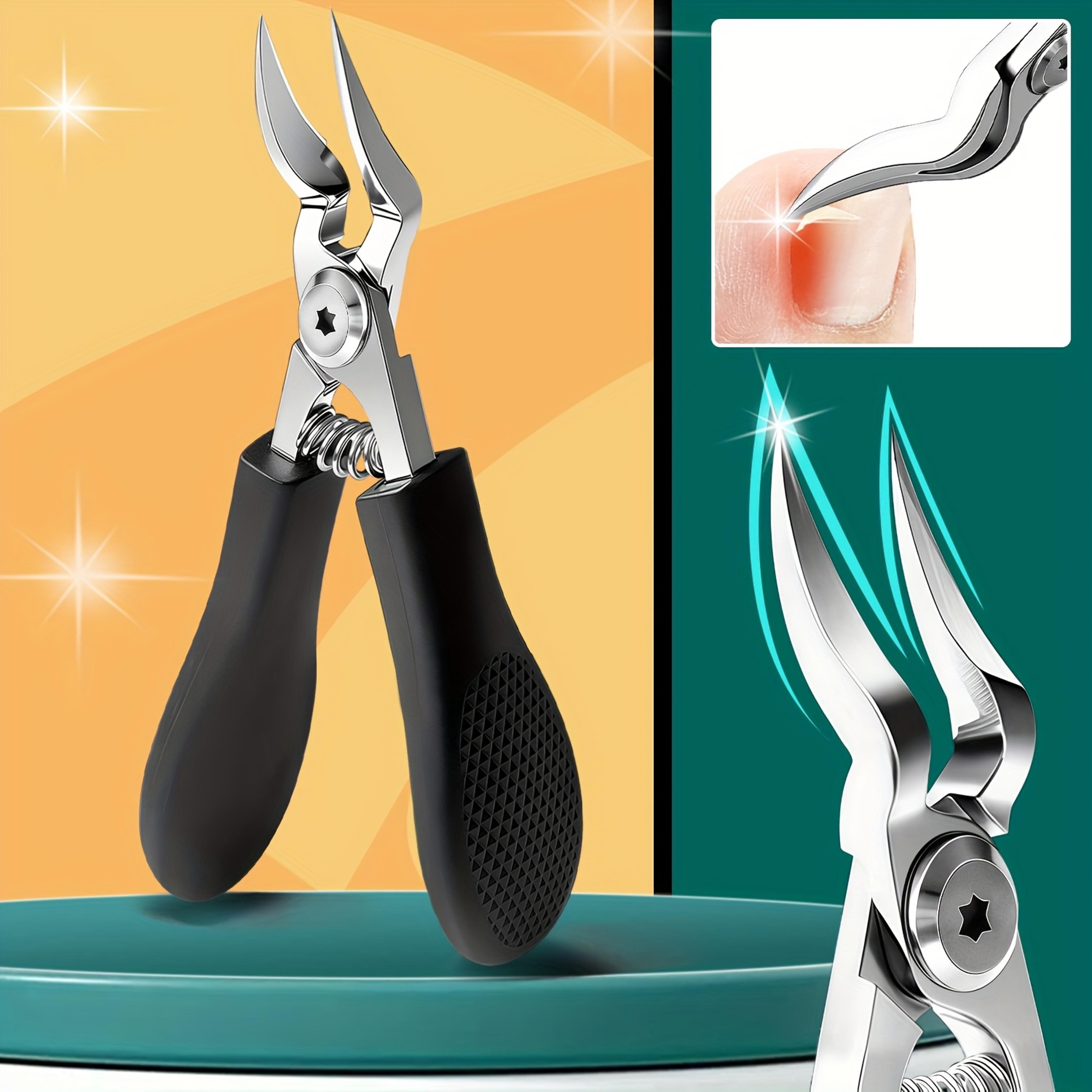 professional heavy duty nail clipper for thick & ingrown toenails with serrated stainless steel blade