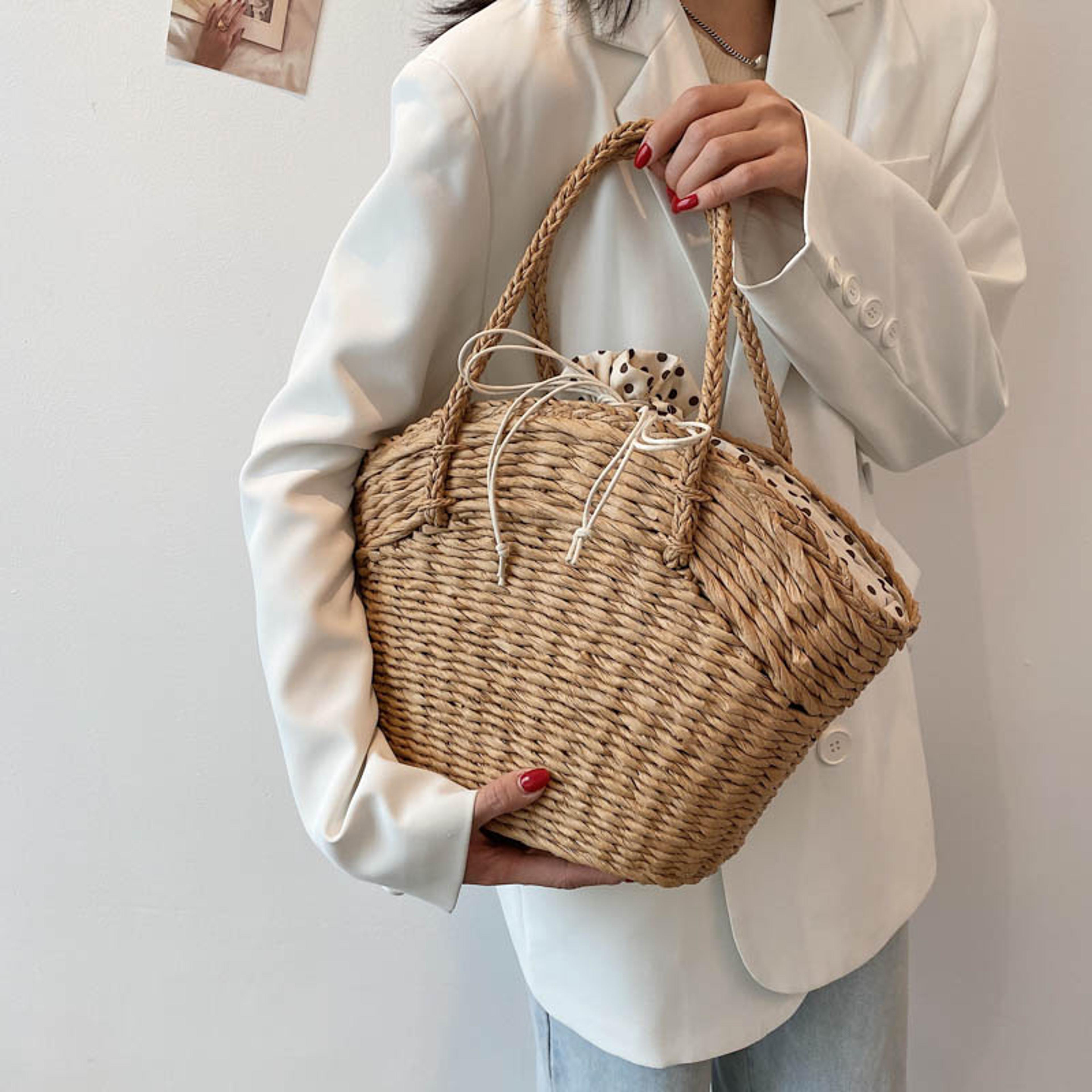 summer straw beach bag large capacity woven tote bag for beach, travel & everyday style