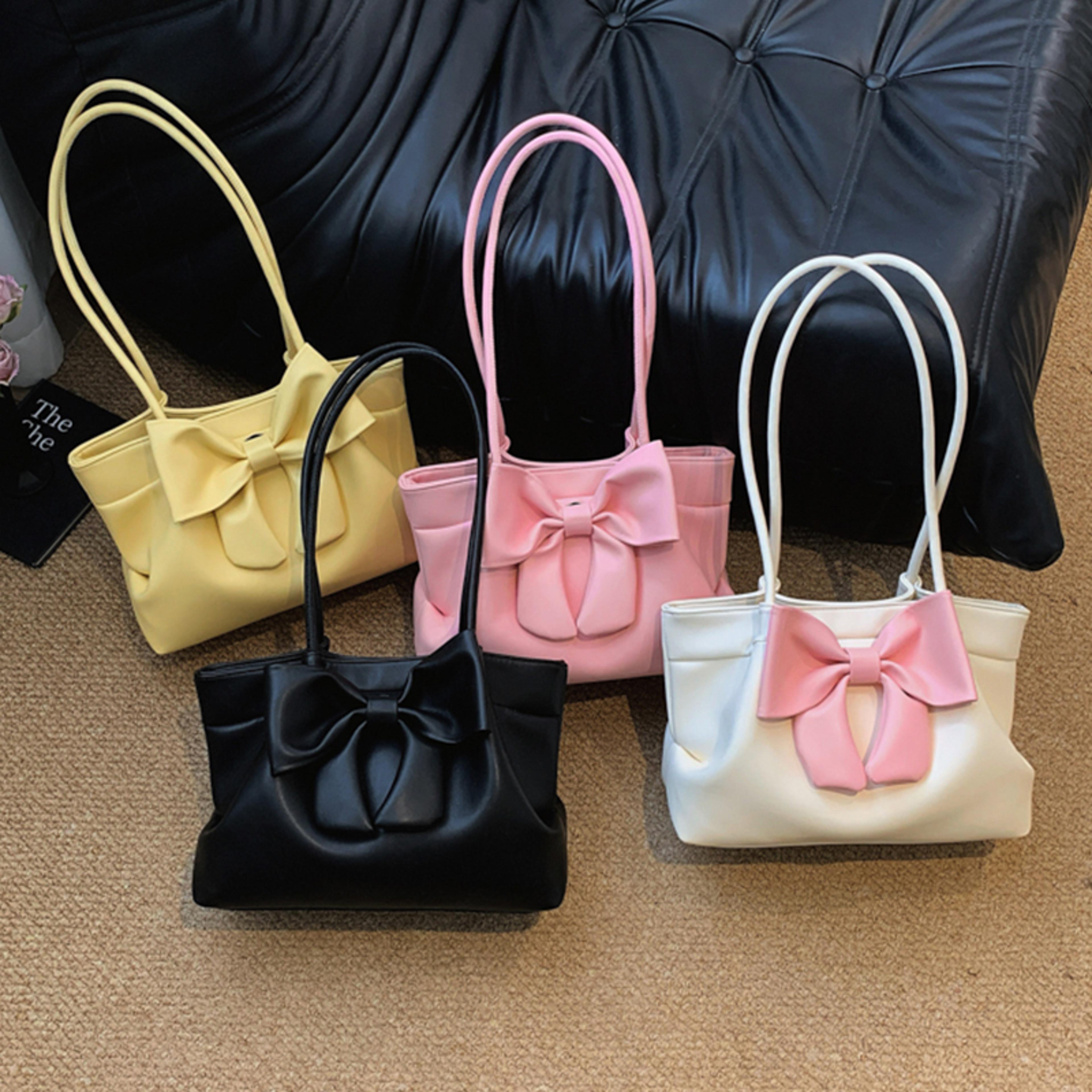 sweet bow bow clutch purse pink shoulder crossbody bag for women