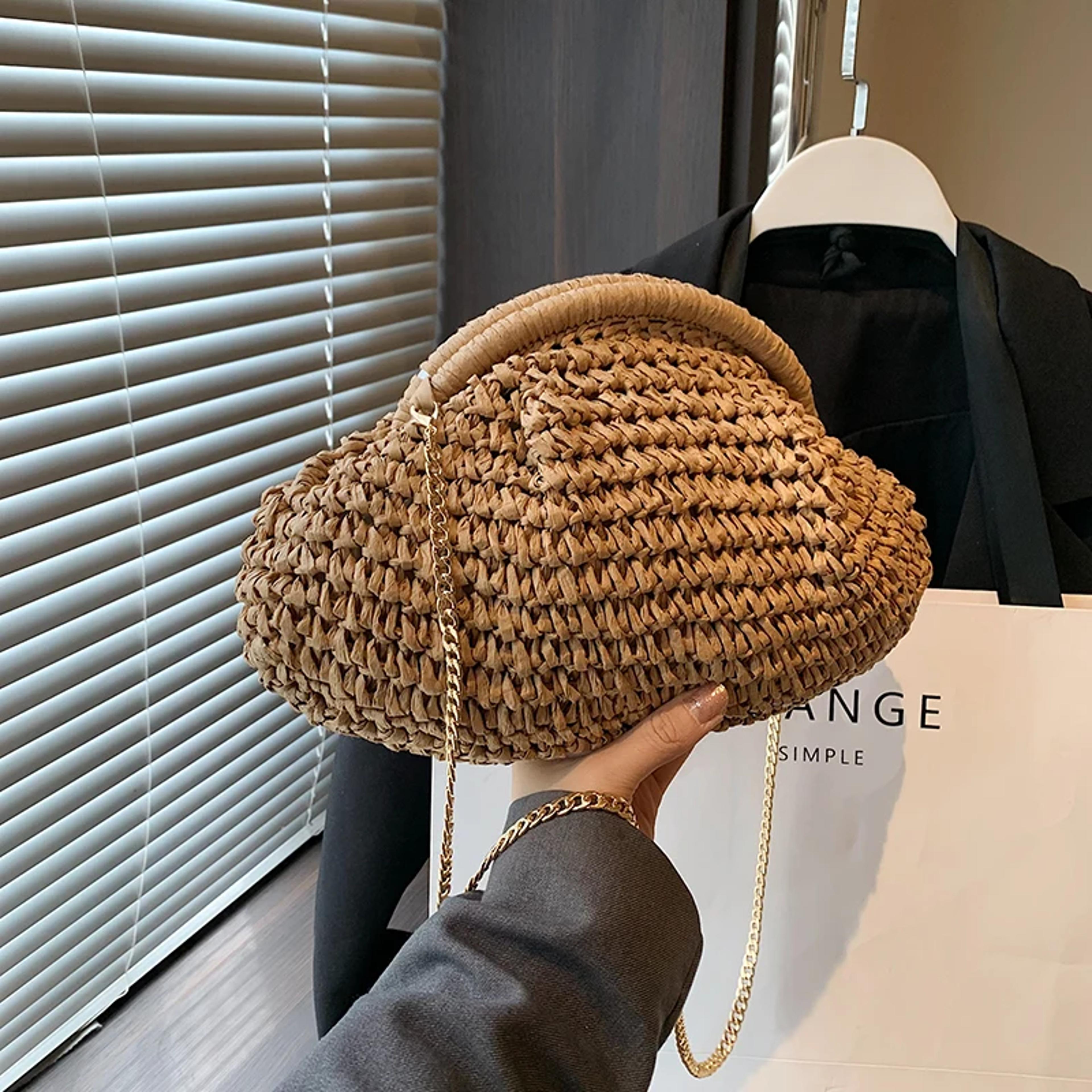 summer straw crossbody bag woven shell purse for beach travel & everyday style