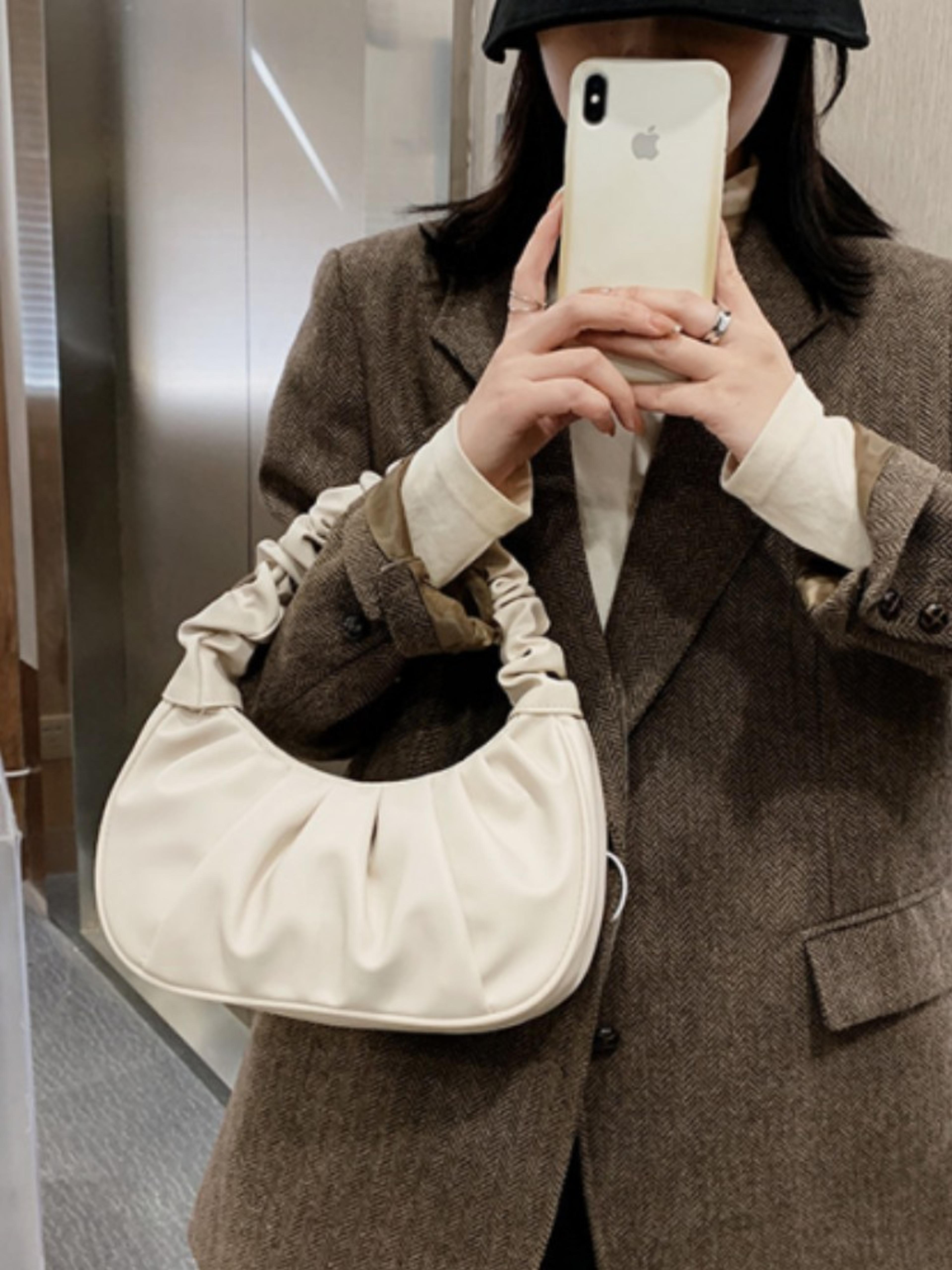elegant pleated cloud bag for women soft pu leather dumpling shoulder handbag