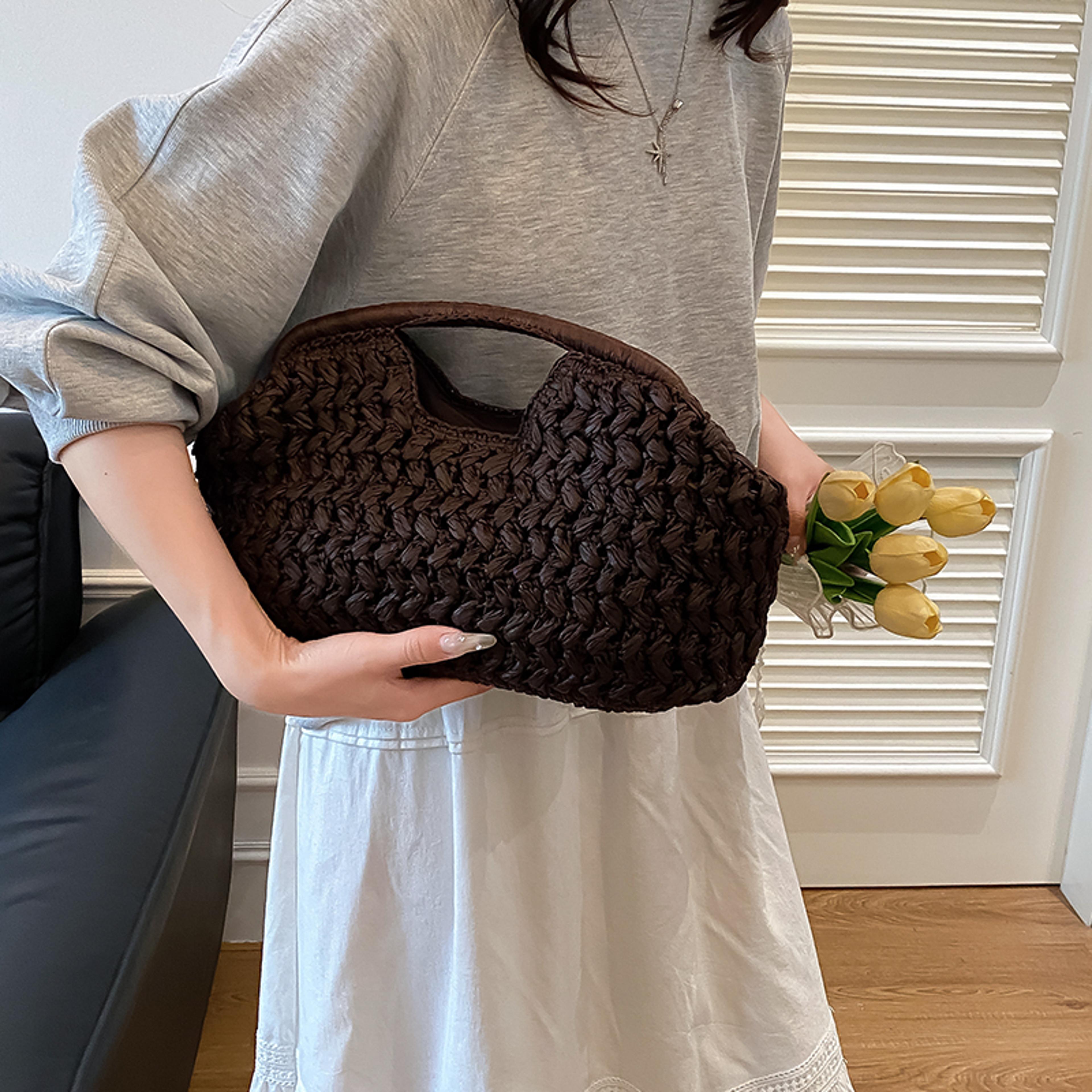 summer woven rattan straw beach bag for women luxury travel tote purse