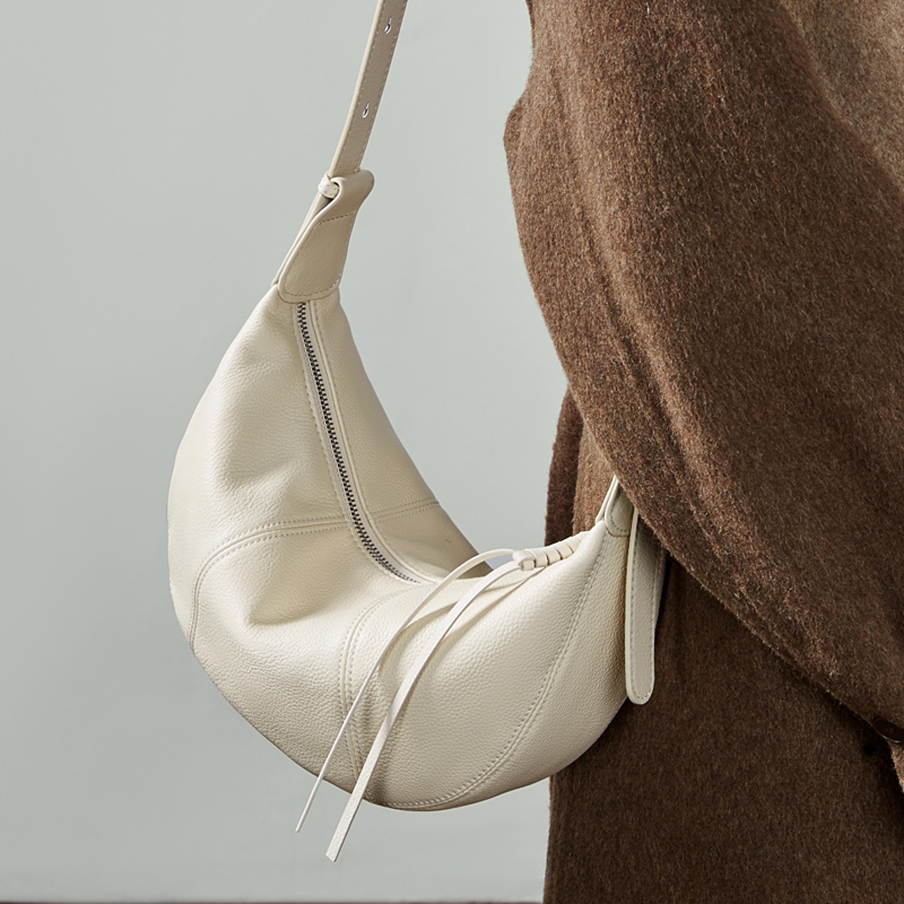 luxury genuine leather hobo bag half moon crossbody purse for women elegant work shoulder handbag