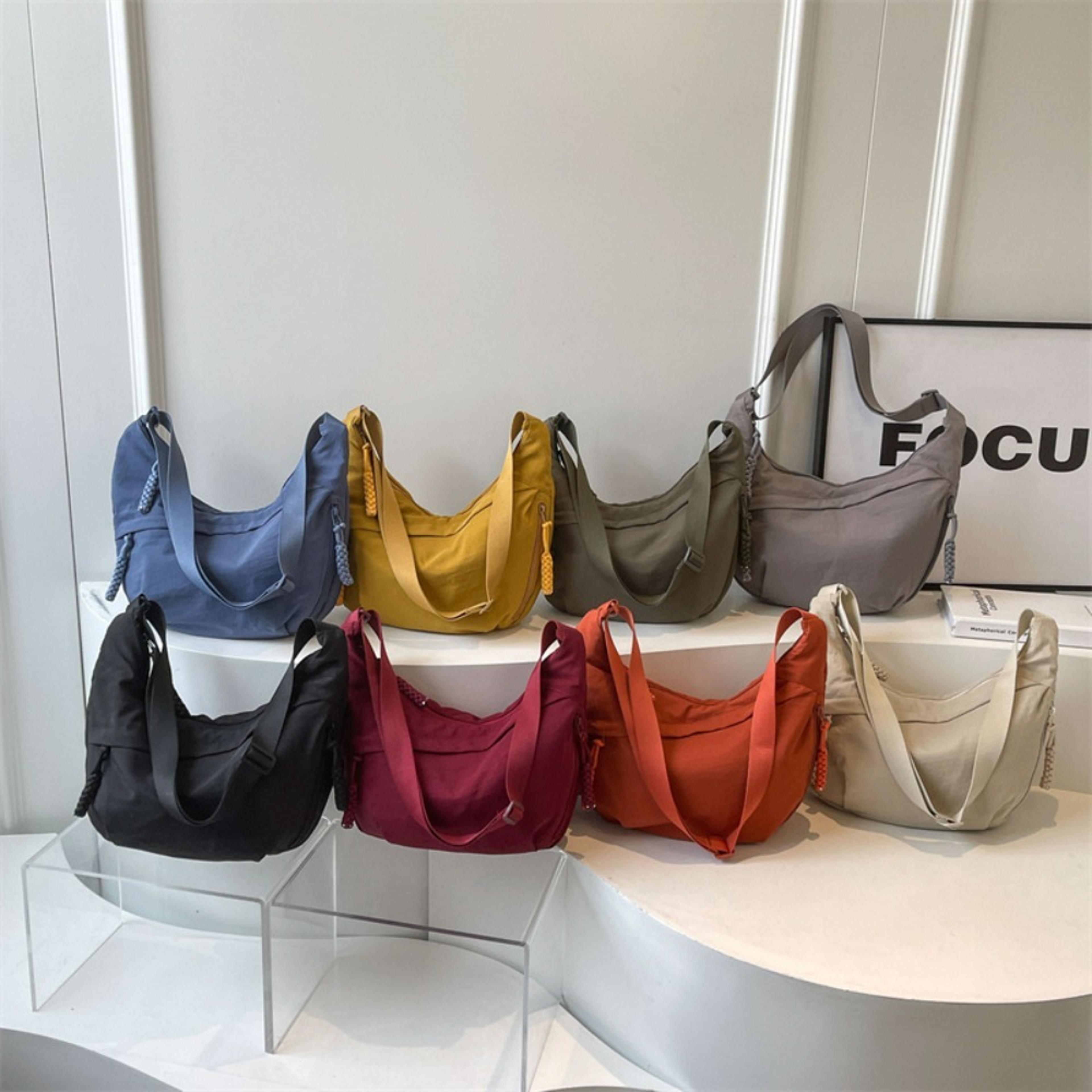 korean style canvas crossbody bag large capacity lightweight hobo shoulder purse for everyday travel